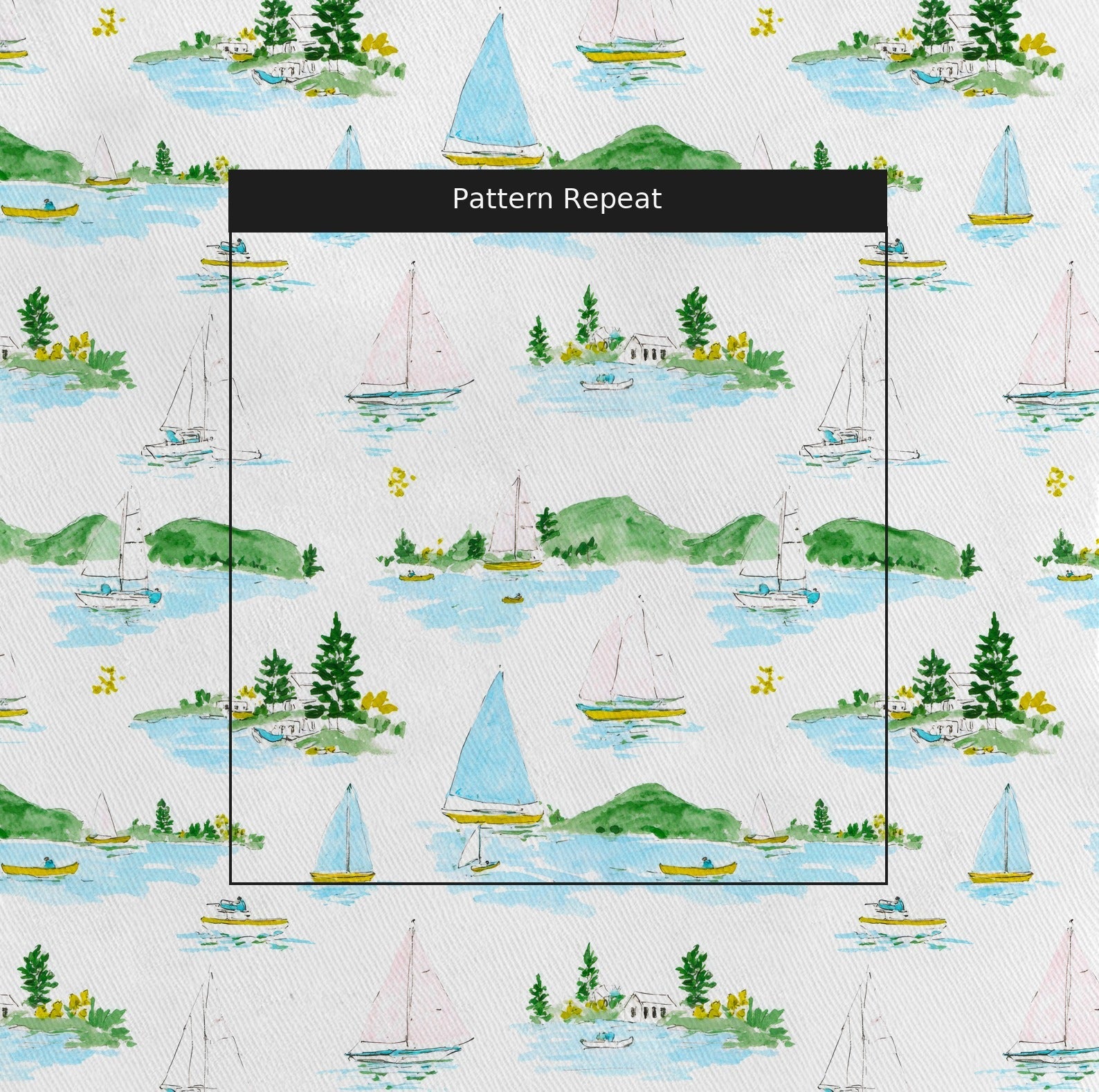 Peaceful Lake - Fabric - Linen Rowe
