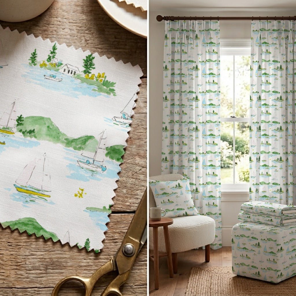 Peaceful Lake - Fabric - Linen Rowe