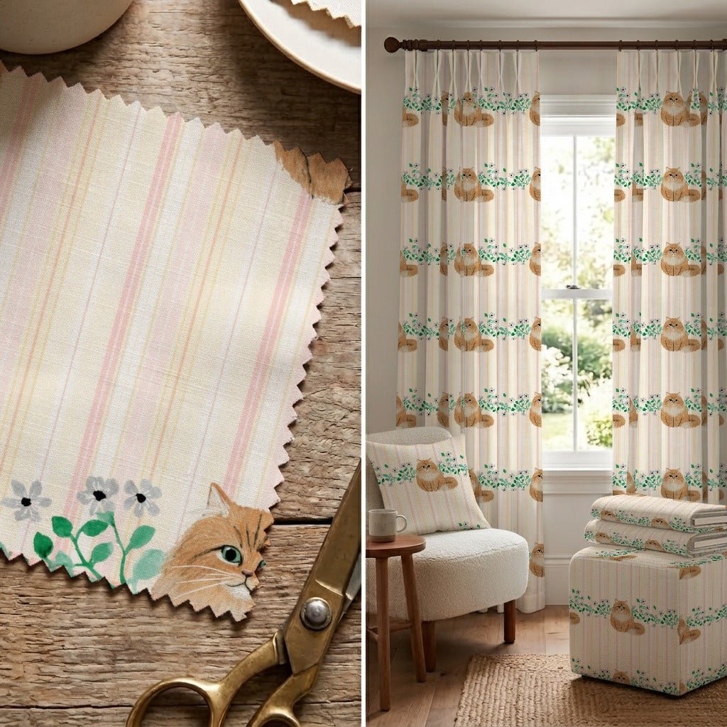 Persian Botanical Stripe - Fabric - Linen Rowe