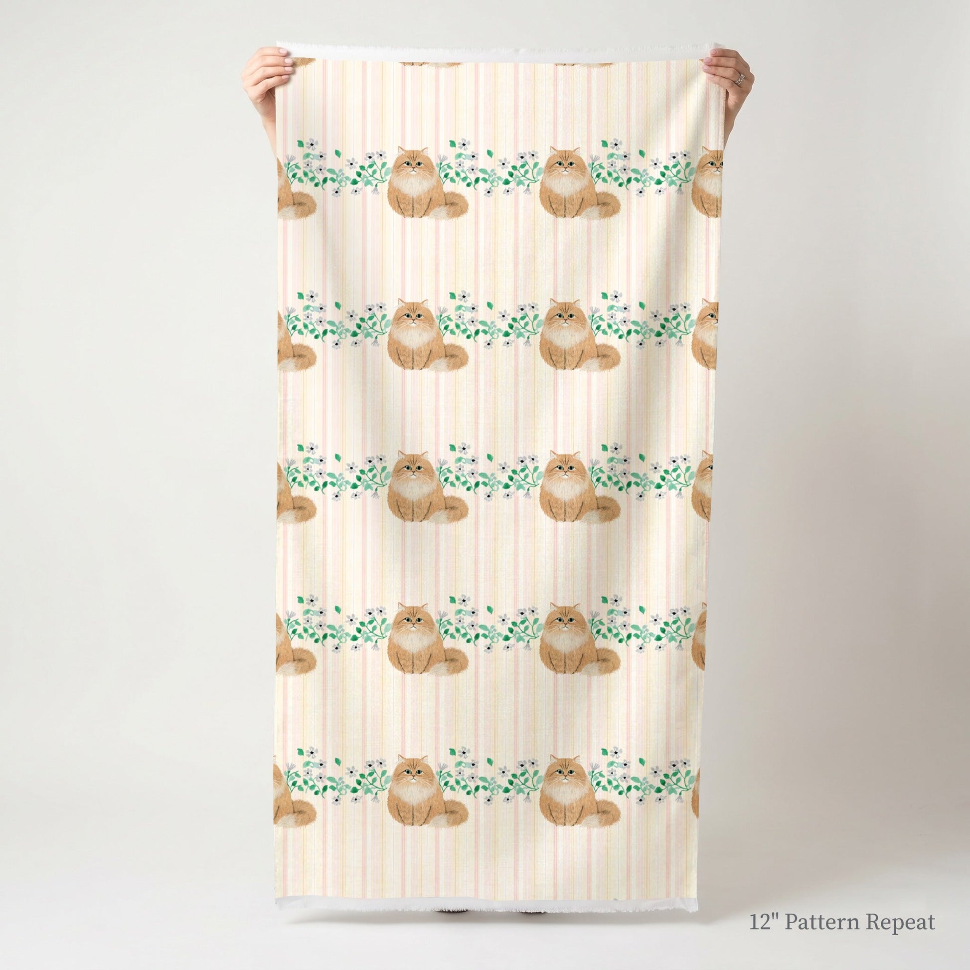Persian Botanical Stripe - Fabric - Linen Rowe