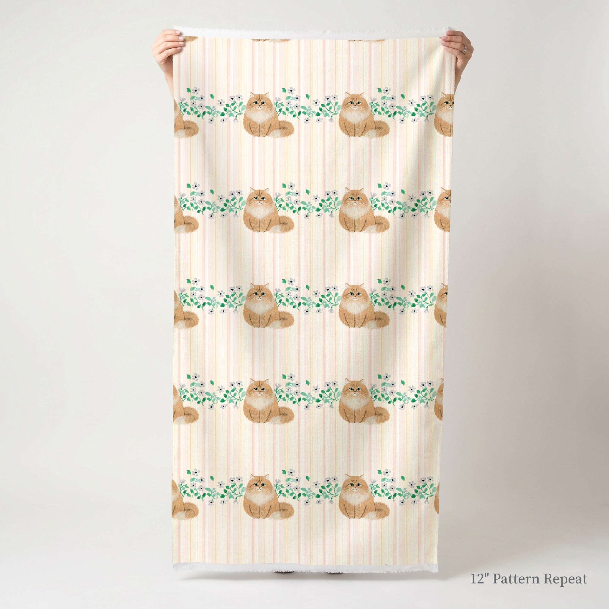 Persian Botanical Stripe - Fabric - Linen Rowe