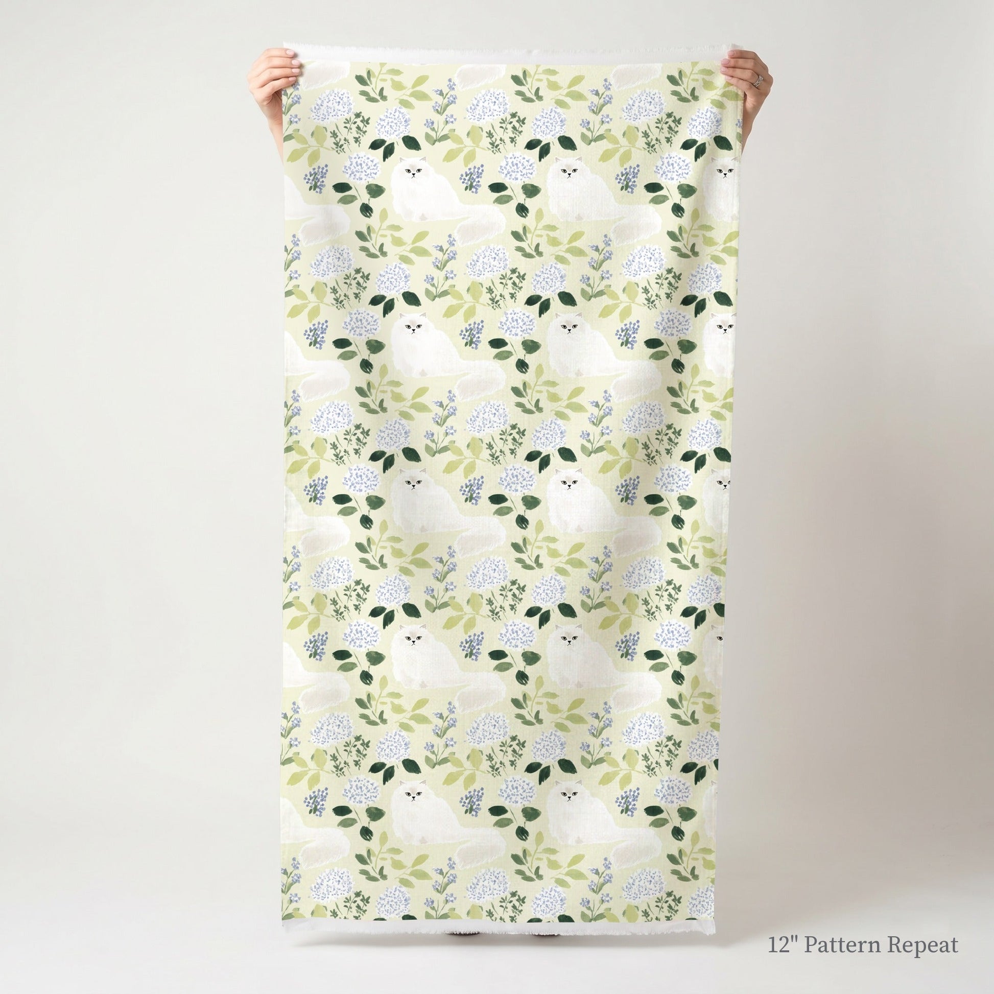Persian Cat Florals - Fabric - Linen Rowe