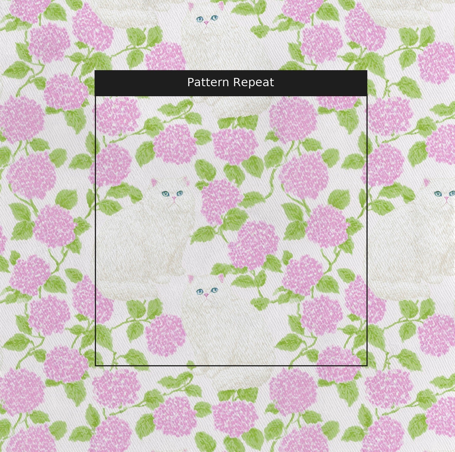 Persian Cat Hydrangea - Fabric - Linen Rowe