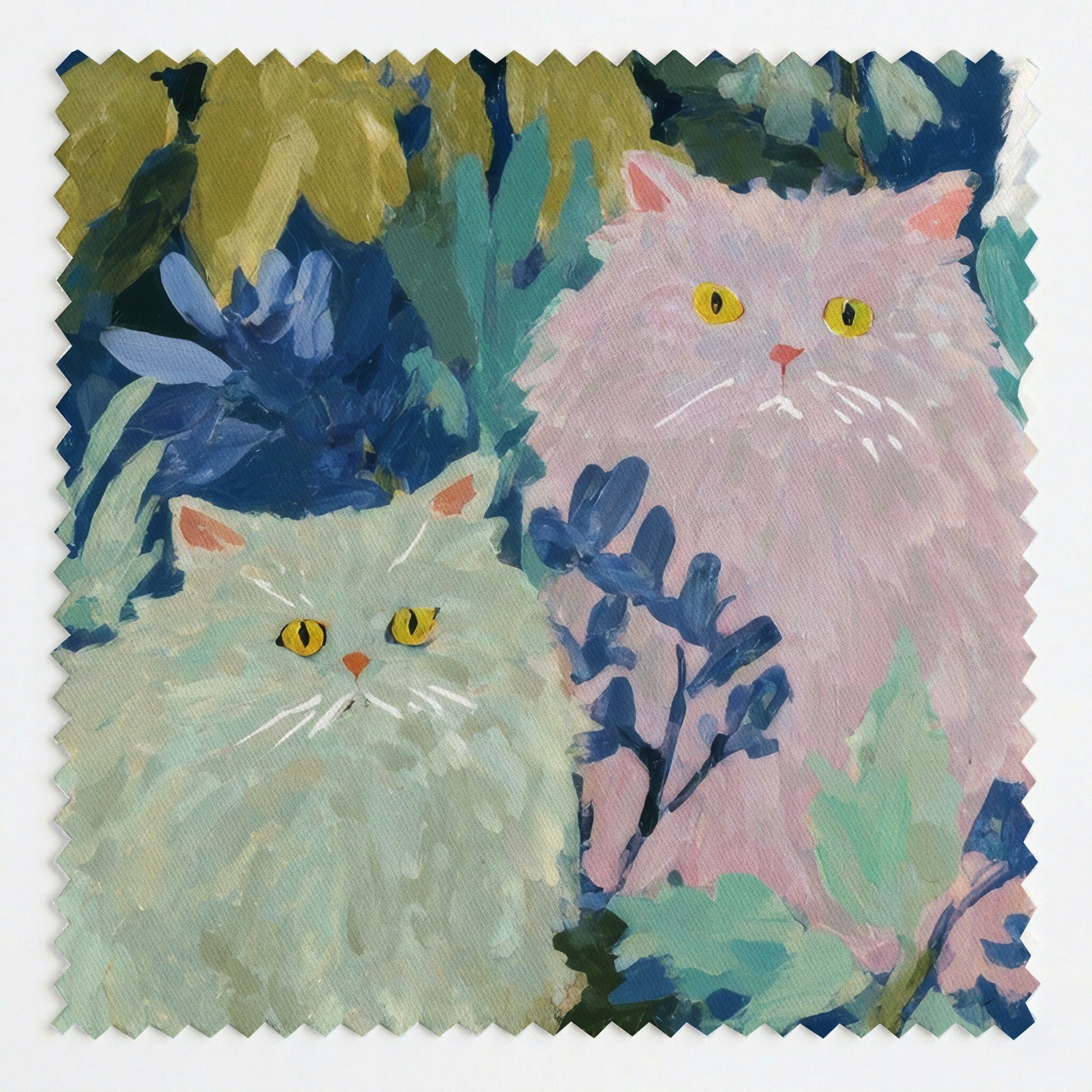Persian Cat Meadow - Fabric - Linen Rowe