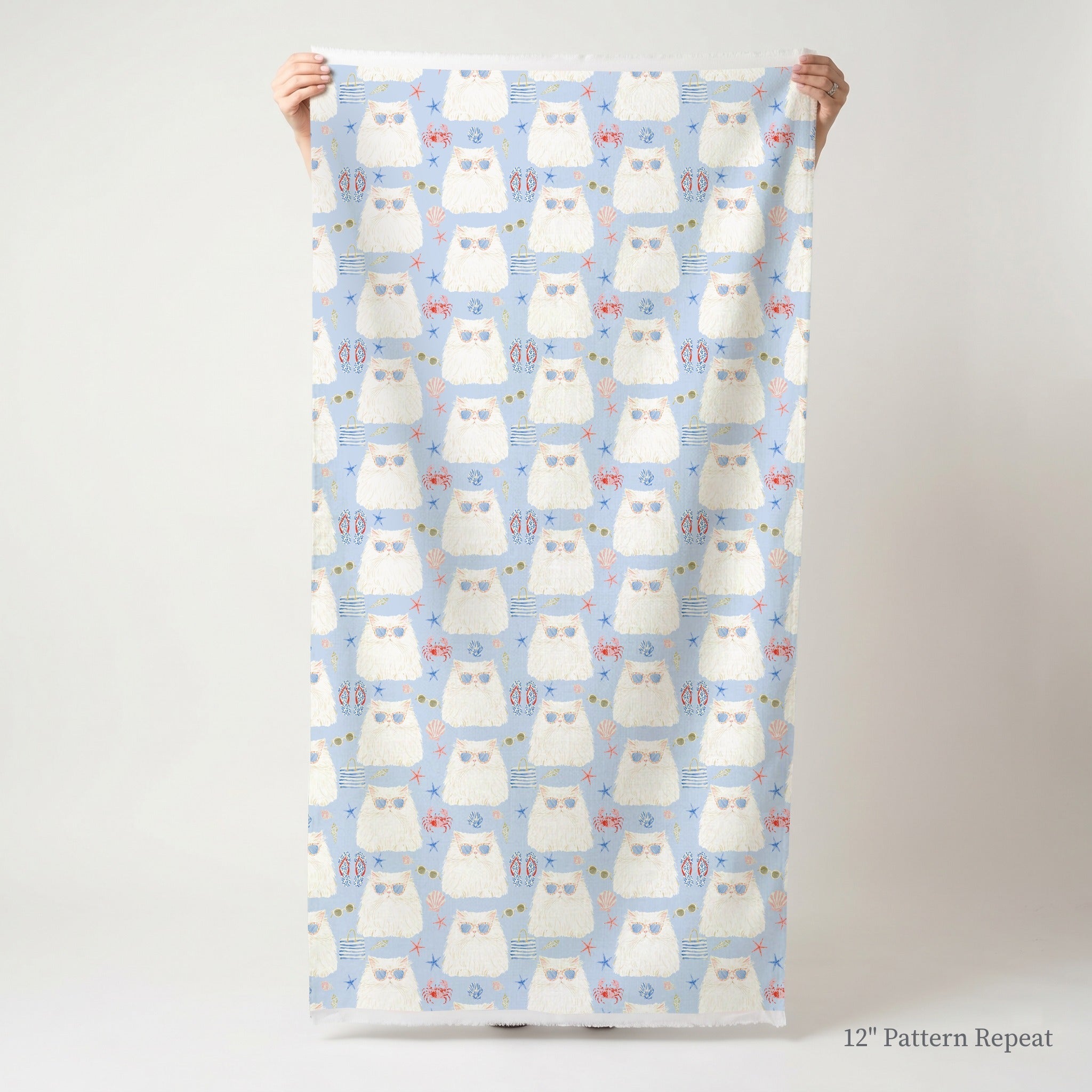 Persian Cat Summer - Fabric - Linen Rowe