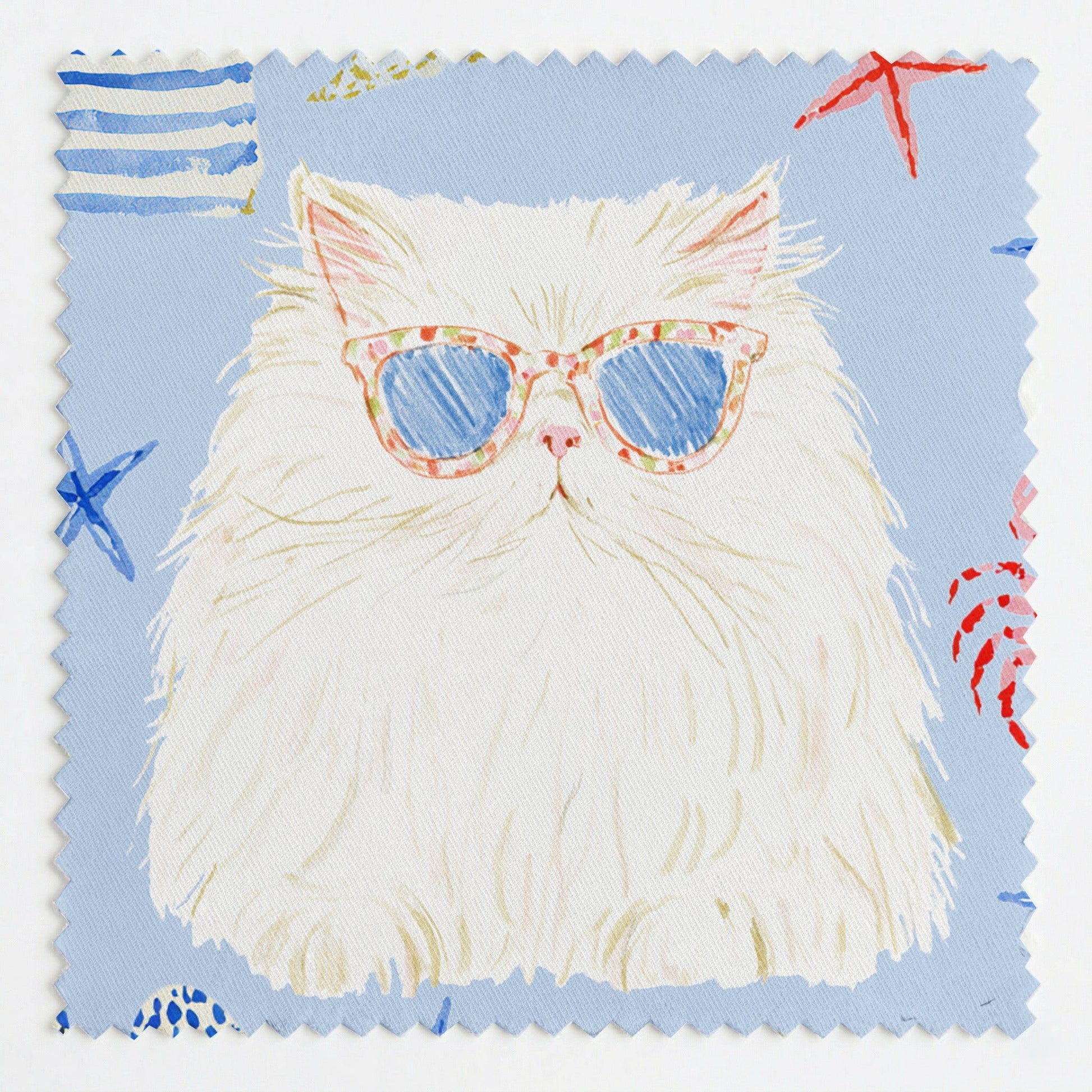 Persian Cat Summer - Fabric - Linen Rowe
