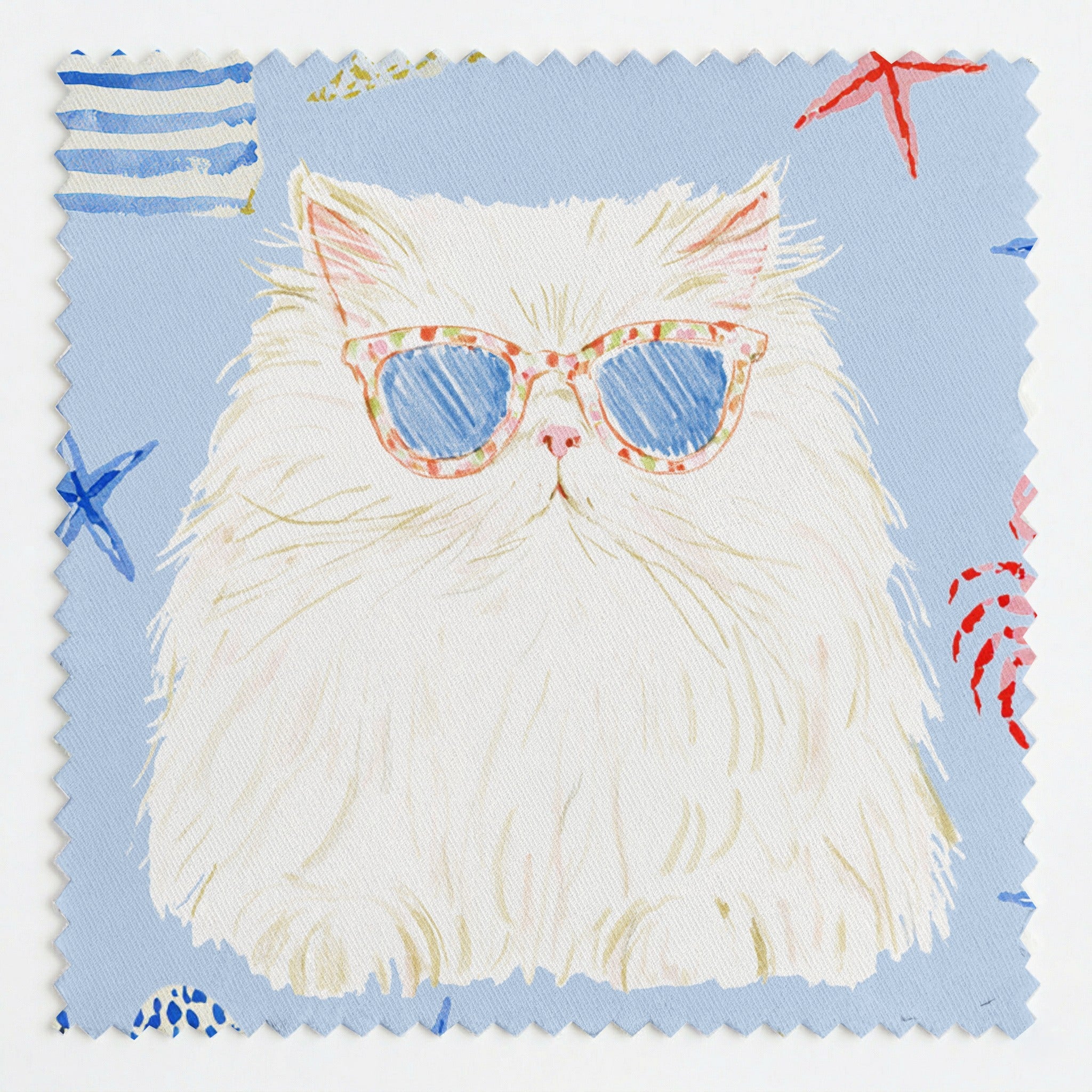 Persian Cat Summer - Fabric - Linen Rowe