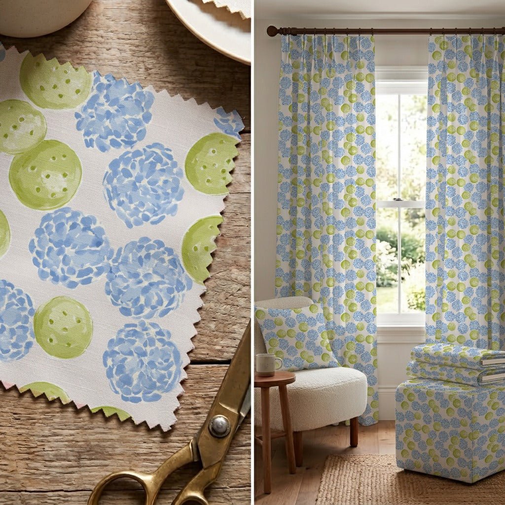 Pickleball Hydrangeas - Fabric - Linen Rowe