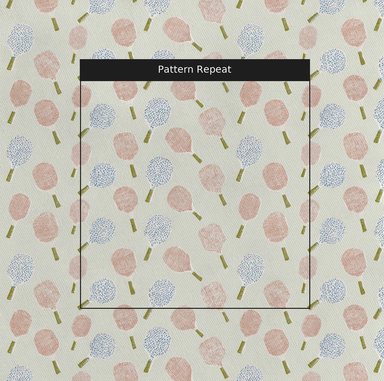 Pickleball Paddles Repeating - Fabric - Linen Rowe
