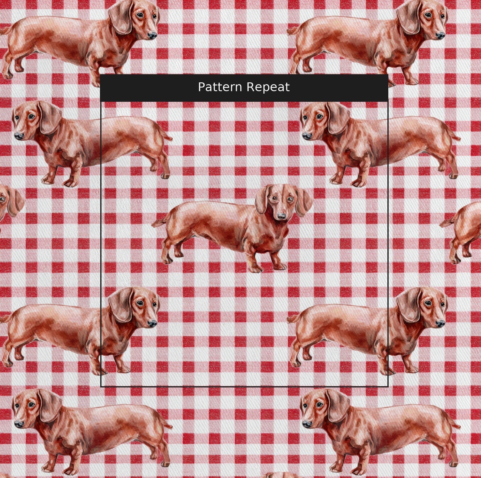 Picnic Gingham Dachshunds - Fabric - Linen Rowe