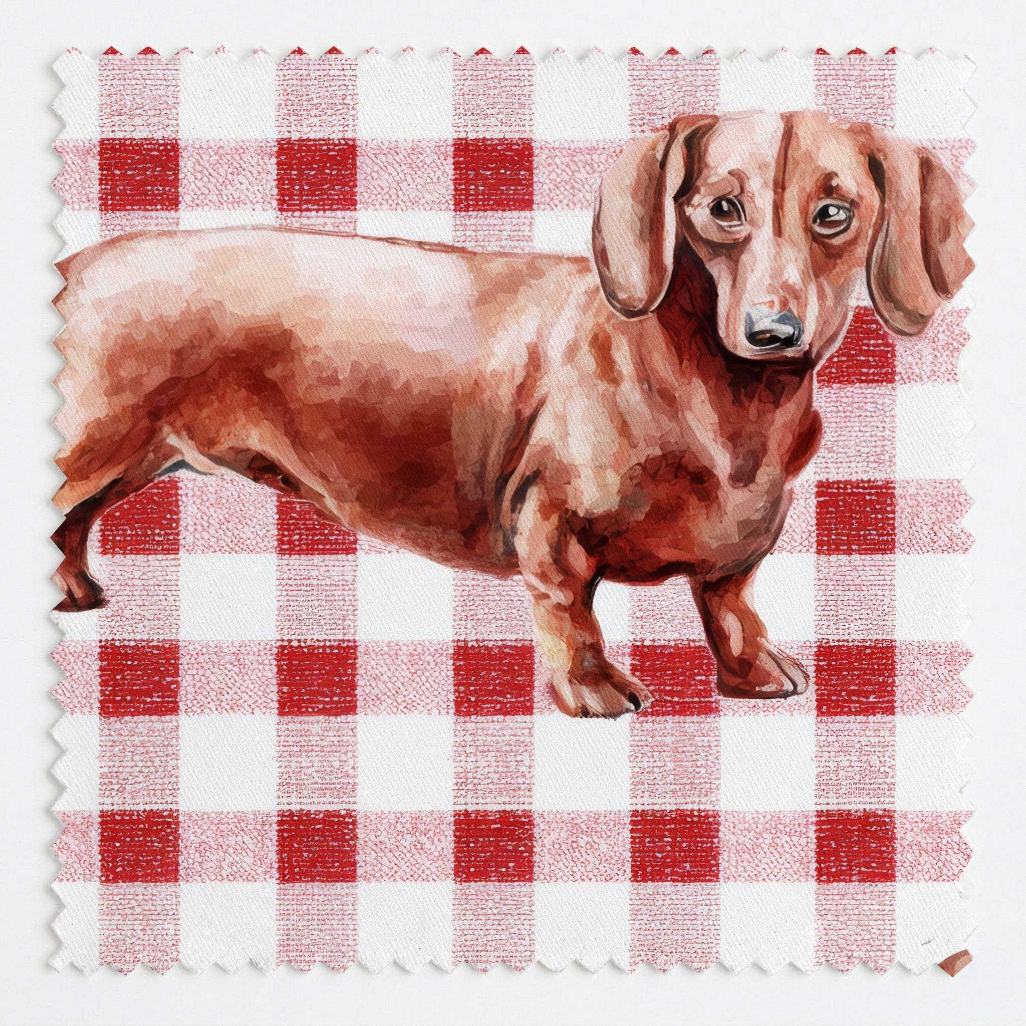 Picnic Gingham Dachshunds - Fabric - Linen Rowe