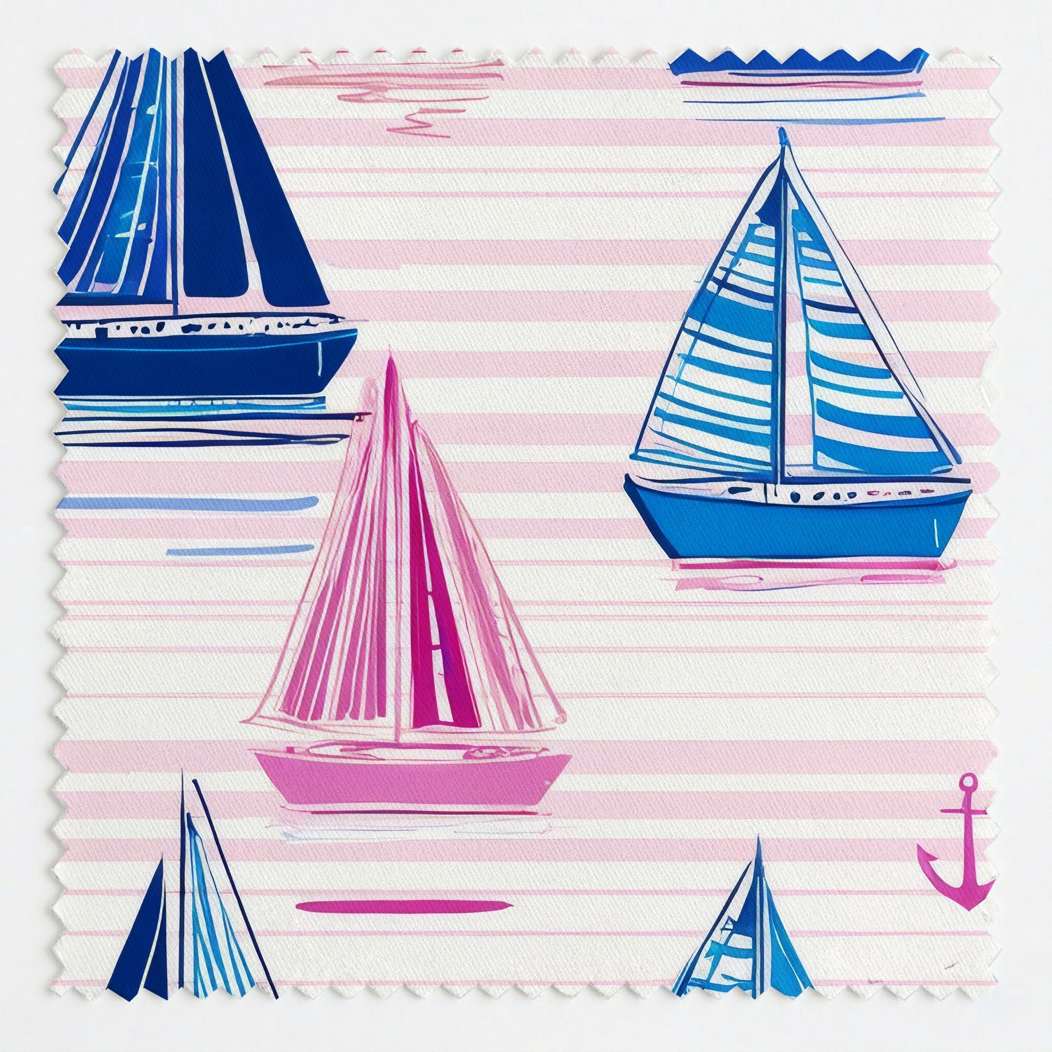 Pink and Blue Sails - Fabric - Linen Rowe