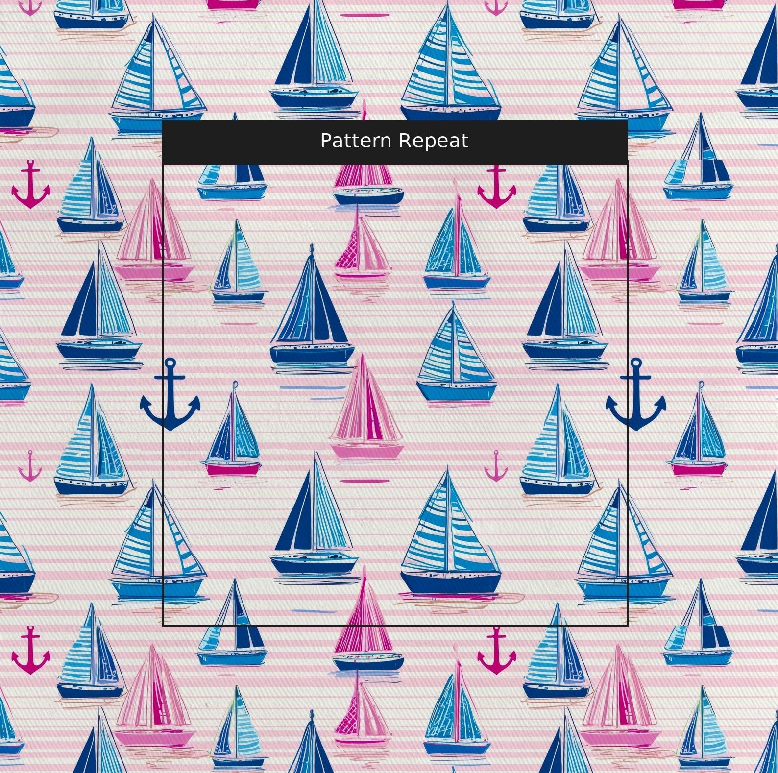 Pink and Blue Sails - Fabric - Linen Rowe