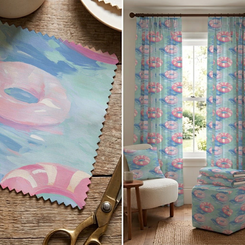 Pink Floats - Fabric - Linen Rowe