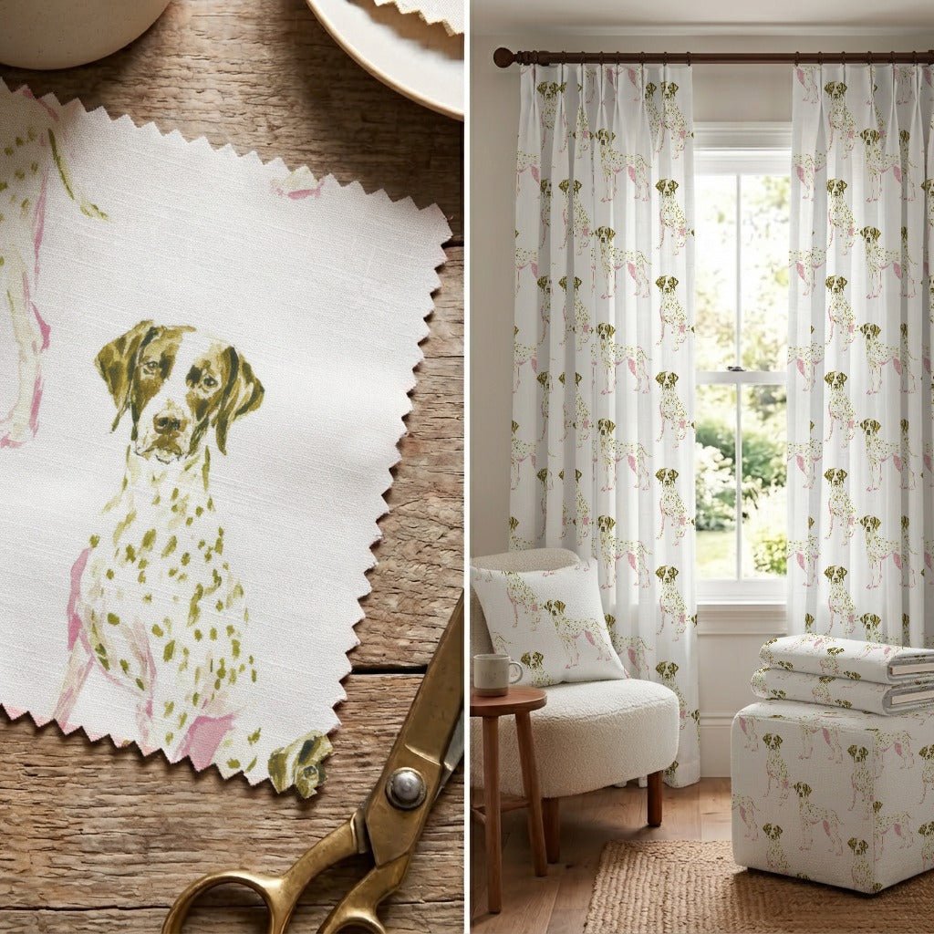 Pink German Short Haired Pointer - Fabric - Linen Rowe