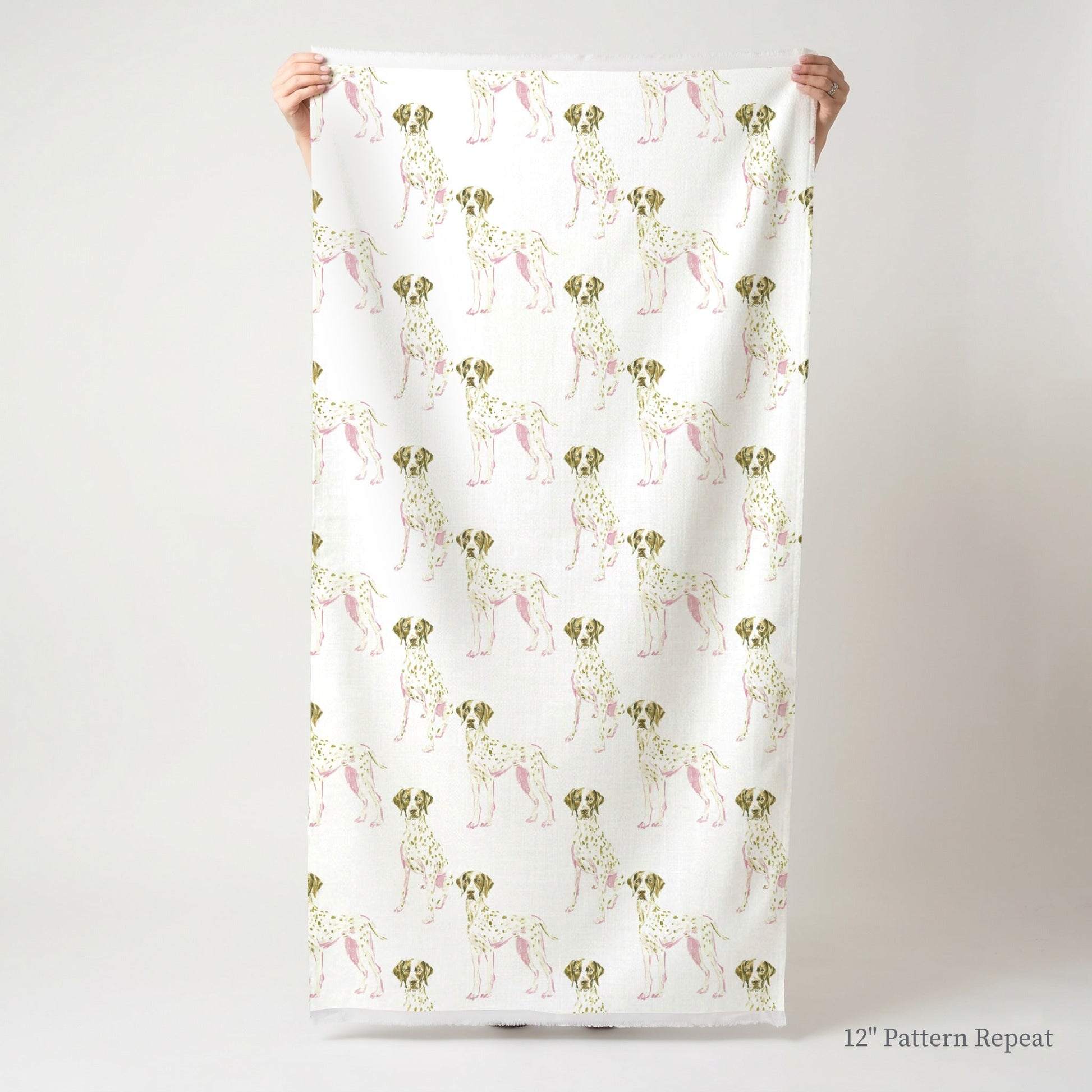Pink German Short Haired Pointer - Fabric - Linen Rowe