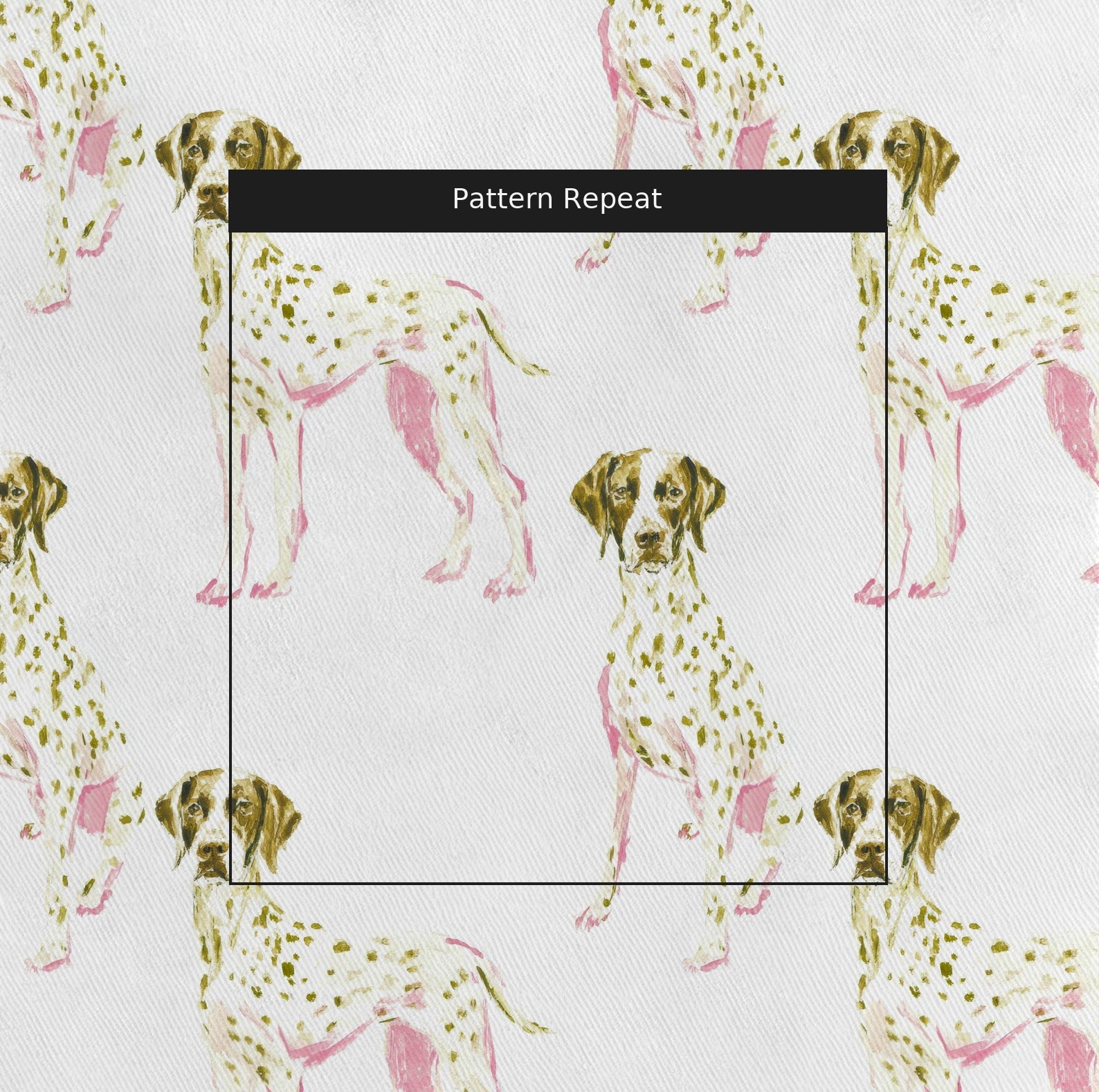 Pink German Short Haired Pointer - Fabric - Linen Rowe