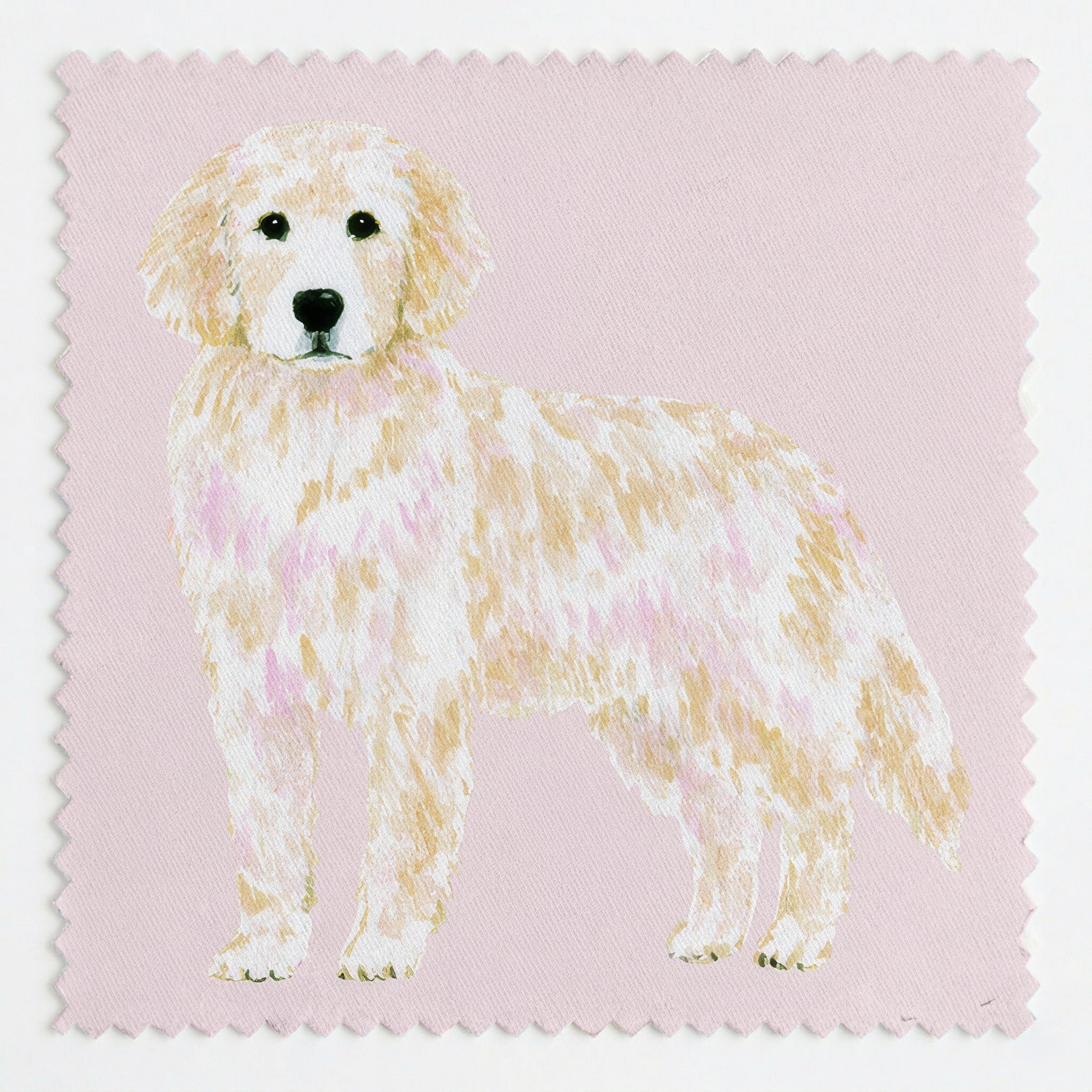 Pink Golden Retriever - Fabric - Linen Rowe