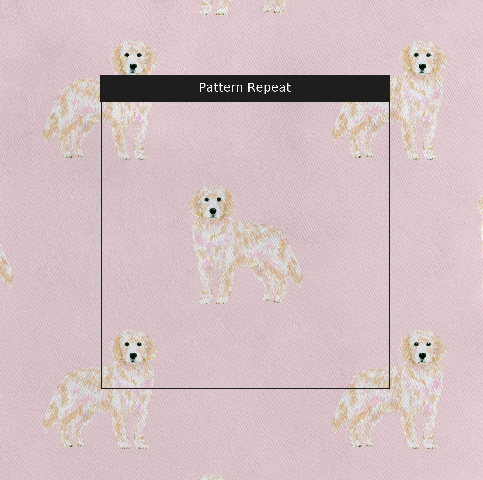 Pink Golden Retriever - Fabric - Linen Rowe