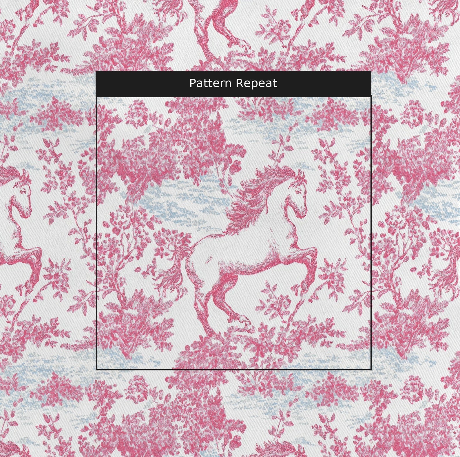 Pink Horse Toile - Fabric - Linen Rowe