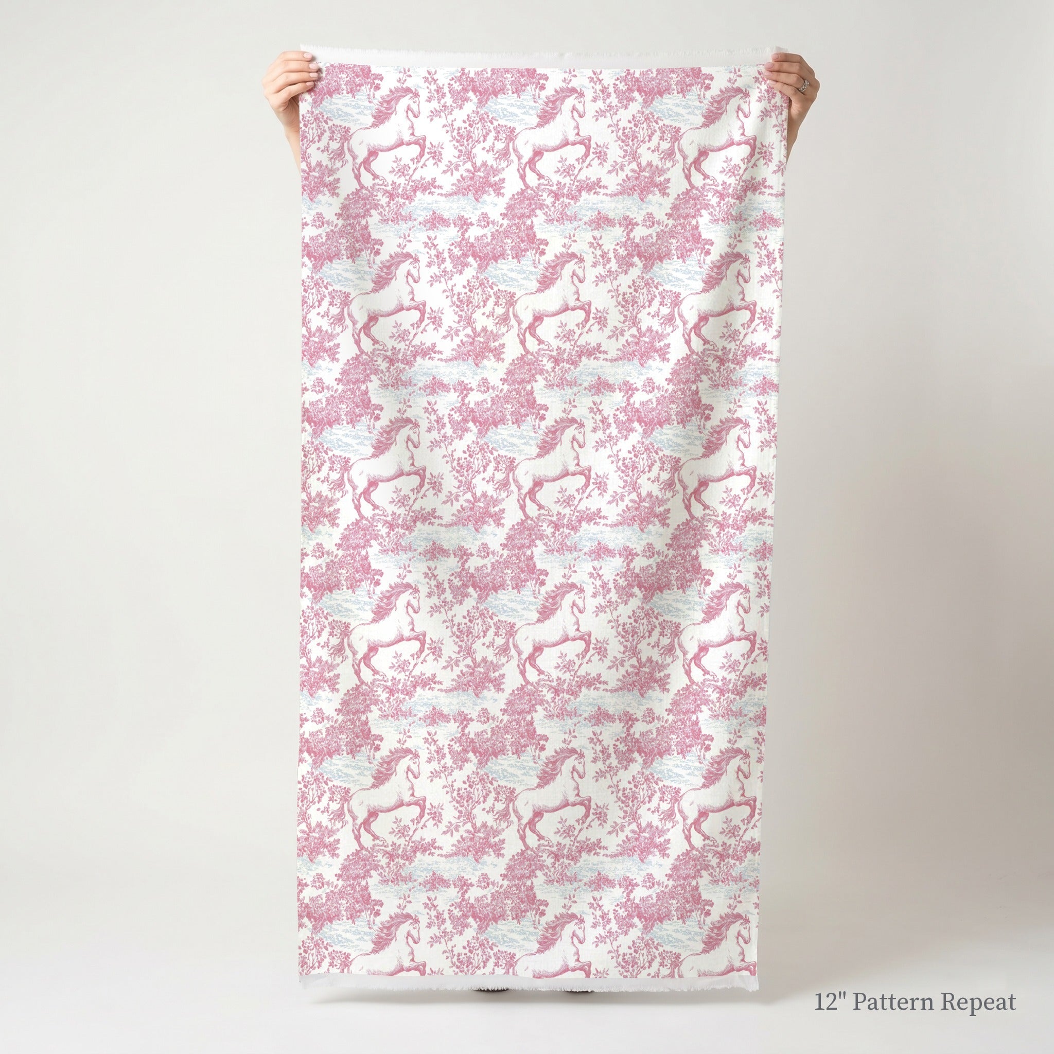 Pink Horse Toile - Fabric - Linen Rowe