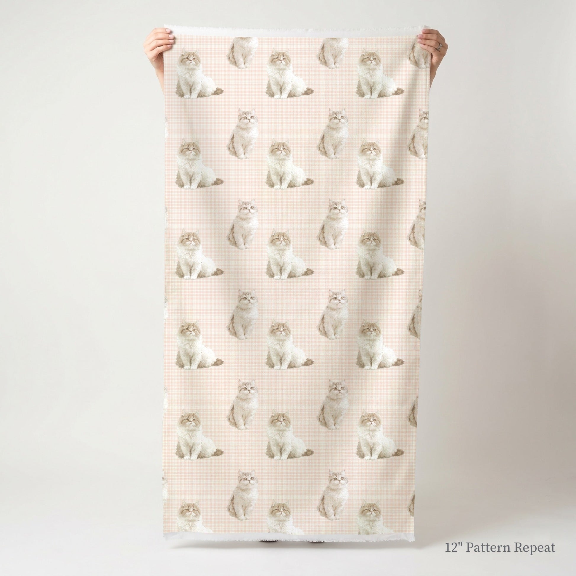 Pink Plaid British Shorthair - Fabric - Linen Rowe