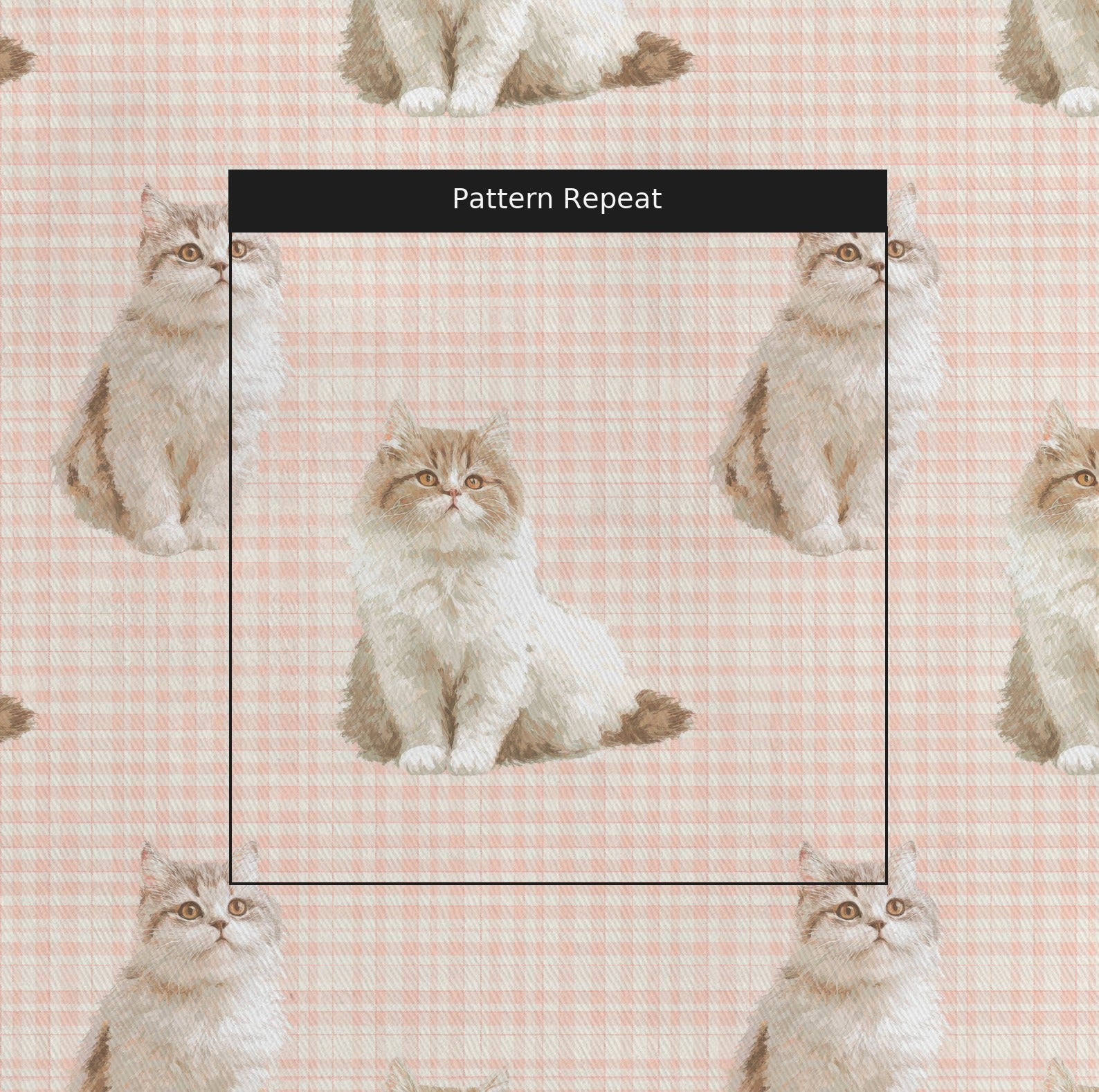 Pink Plaid British Shorthair - Fabric - Linen Rowe