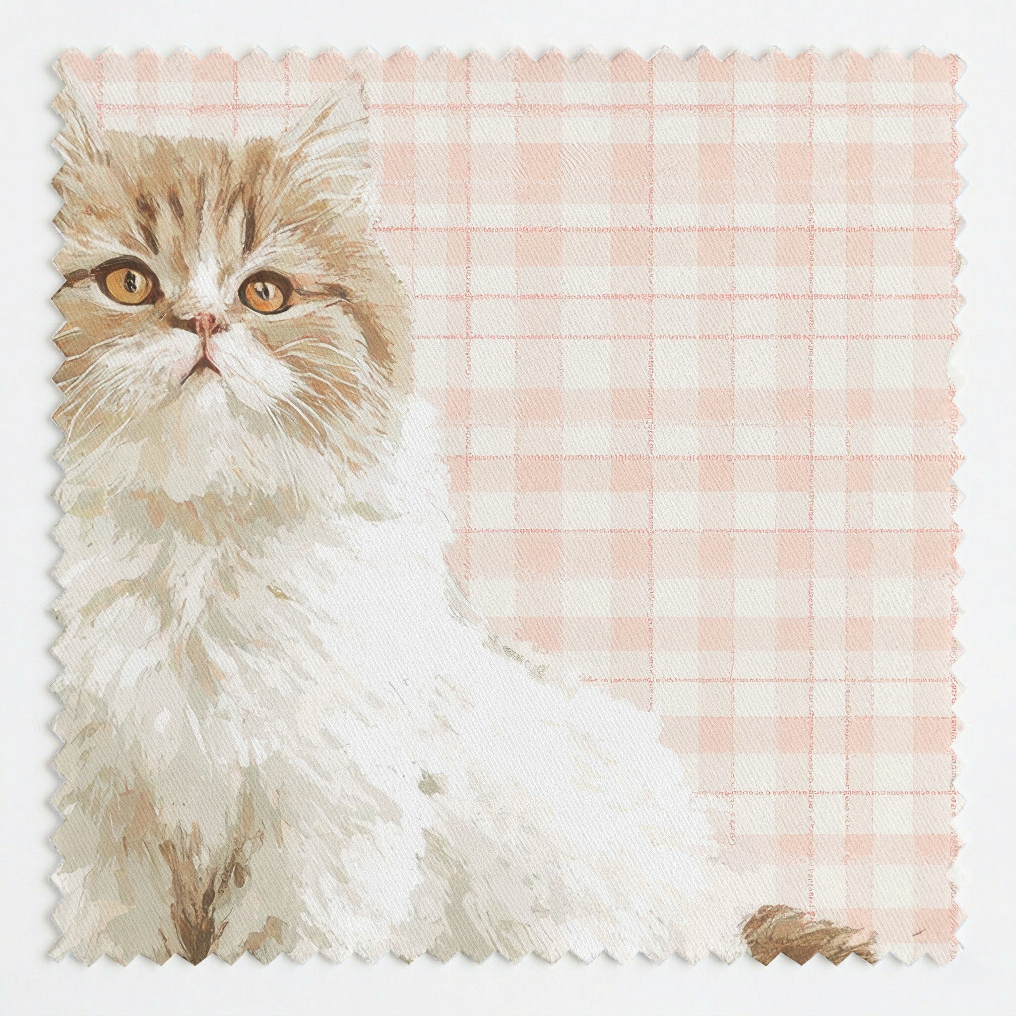Pink Plaid British Shorthair - Fabric - Linen Rowe