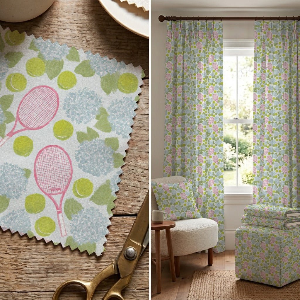 Pink Rackets - Fabric - Linen Rowe