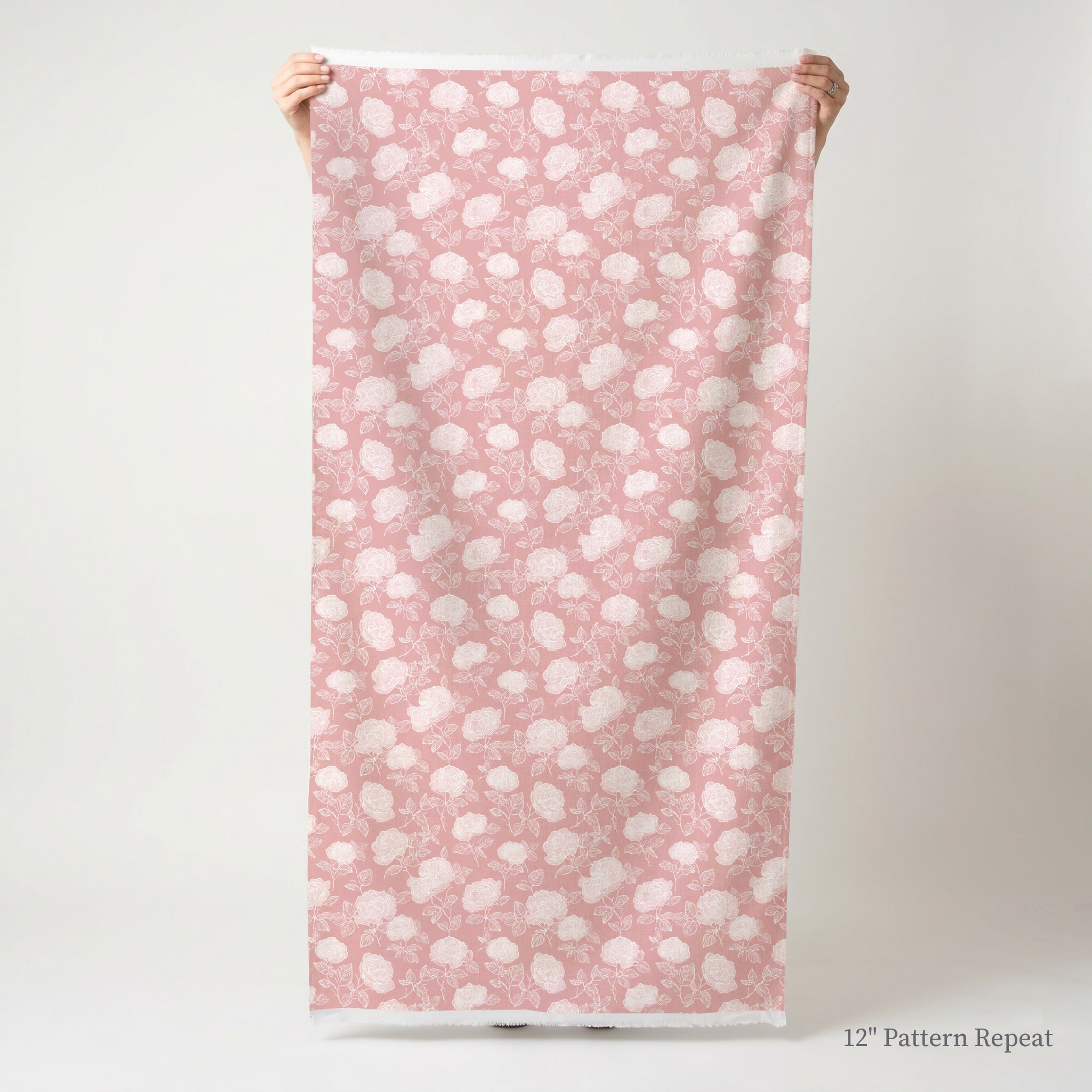 Pink Roses - Fabric - Linen Rowe
