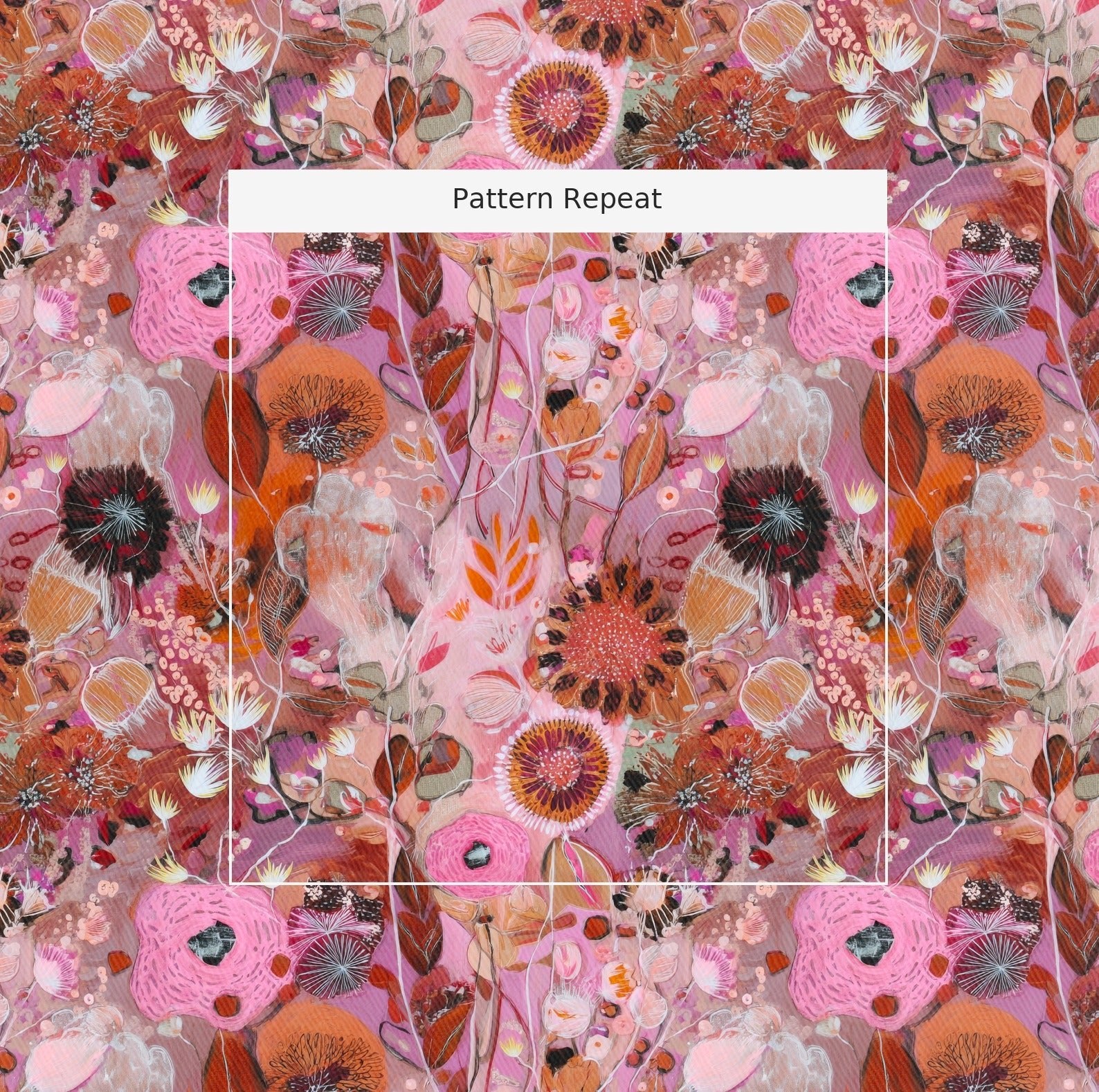 Pink Wildgarden - Fabric - Linen Rowe