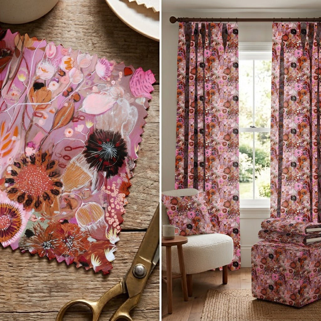 Pink Wildgarden - Fabric - Linen Rowe