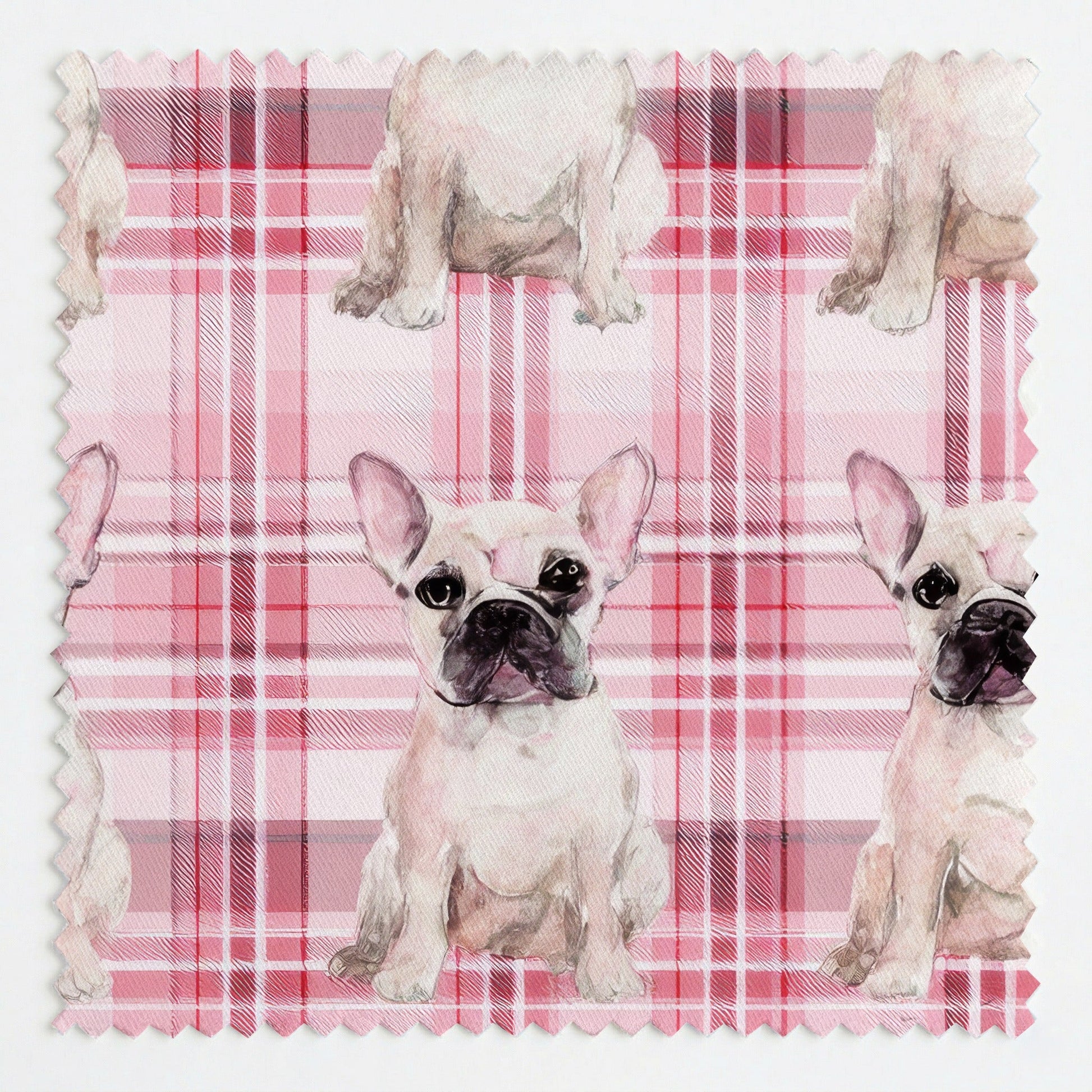 Pinky Plaid Frenchies - Fabric - Linen Rowe