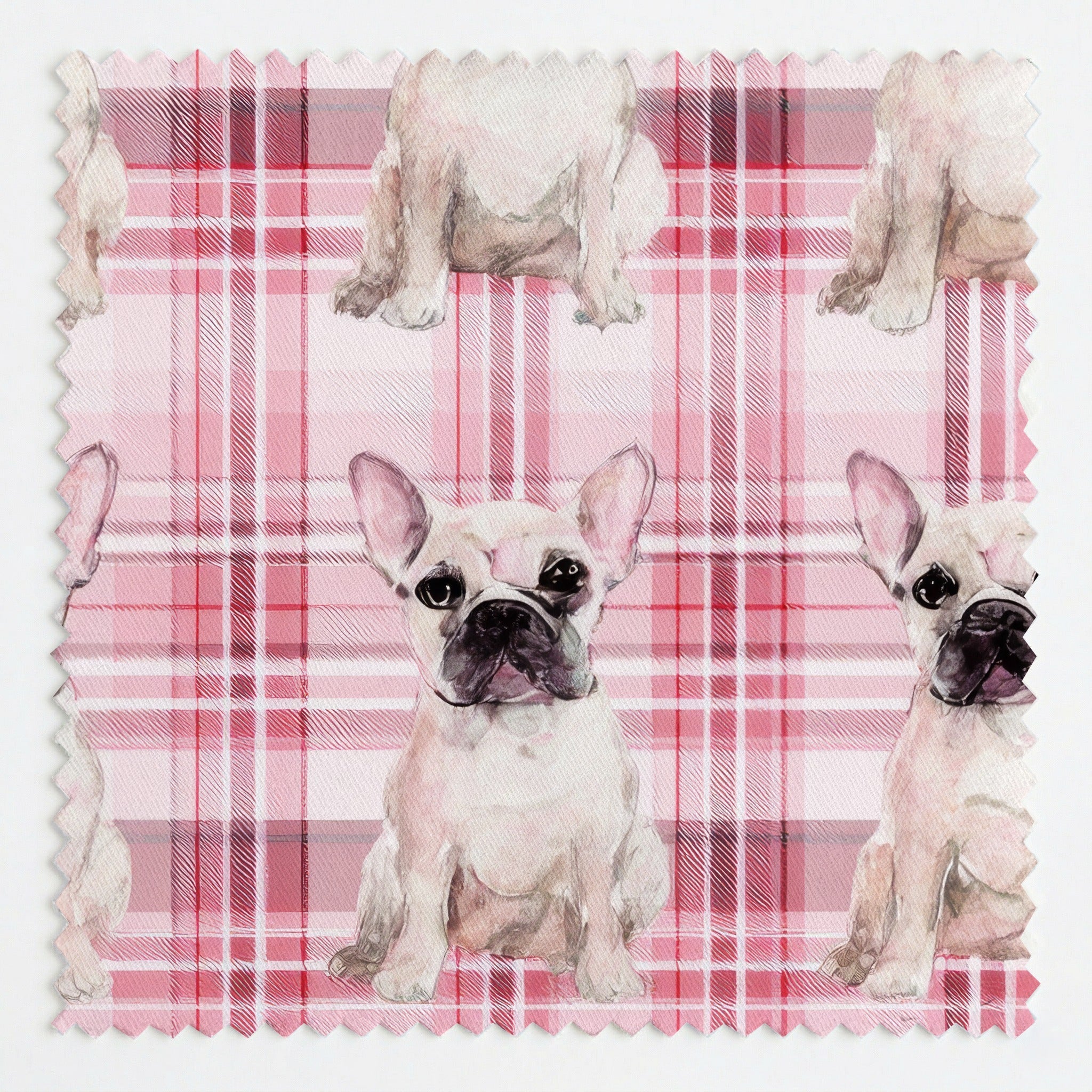 Pinky Plaid Frenchies - Fabric - Linen Rowe