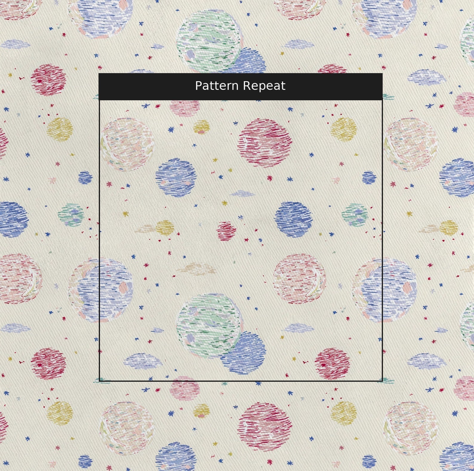 Planets Circling - Fabric - Linen Rowe