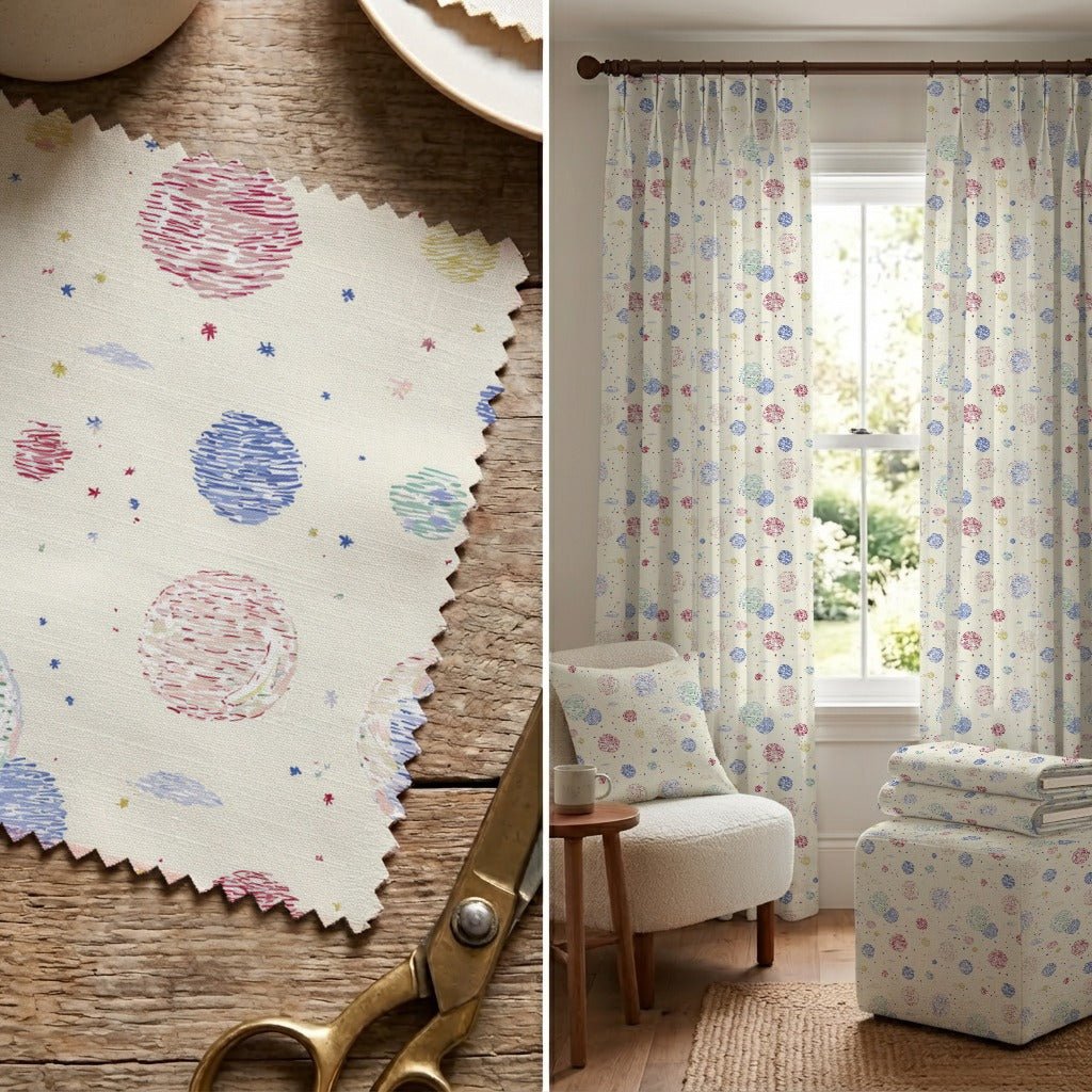 Planets Circling - Fabric - Linen Rowe