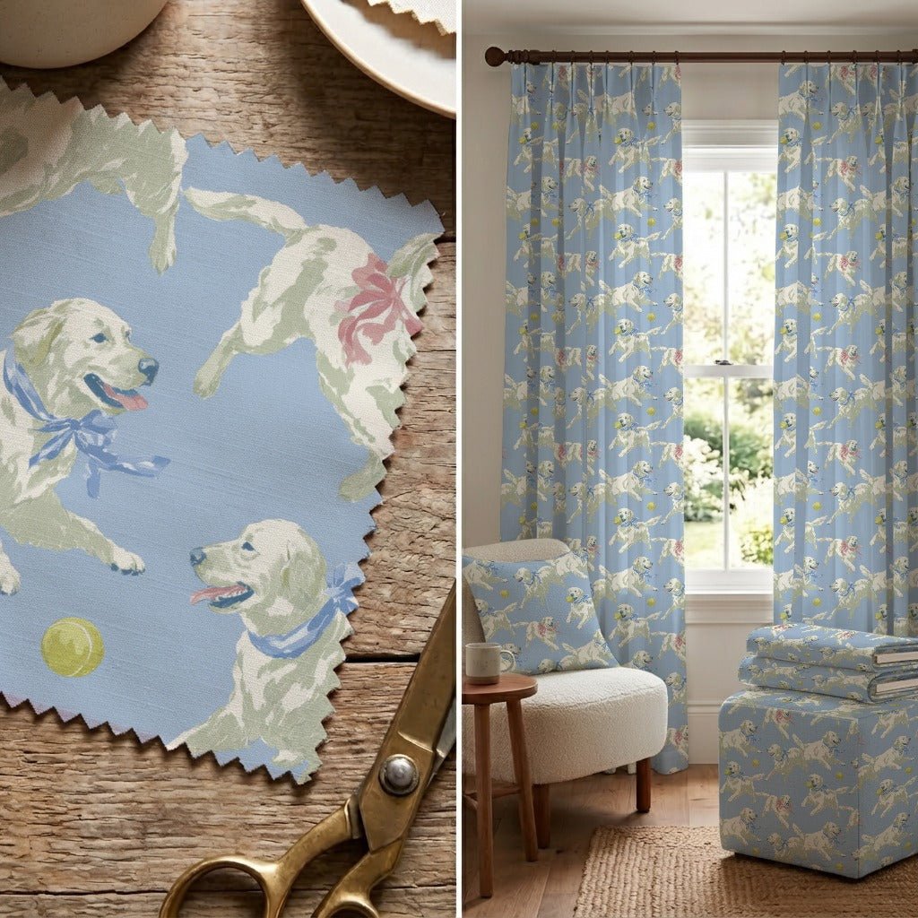 Playful Goldens - Fabric - Linen Rowe