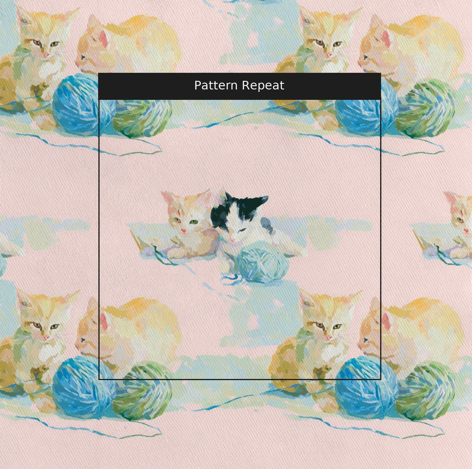 Playful Kittens - Fabric - Linen Rowe