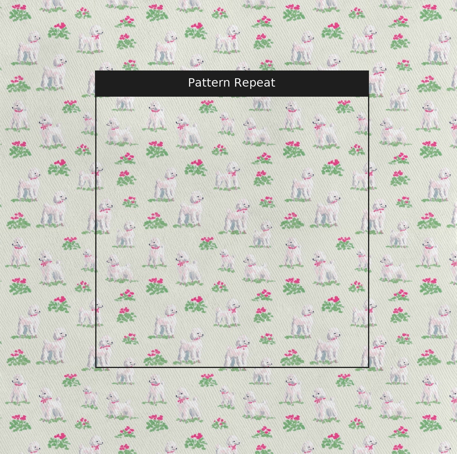 Poodle Florals - Fabric - Linen Rowe