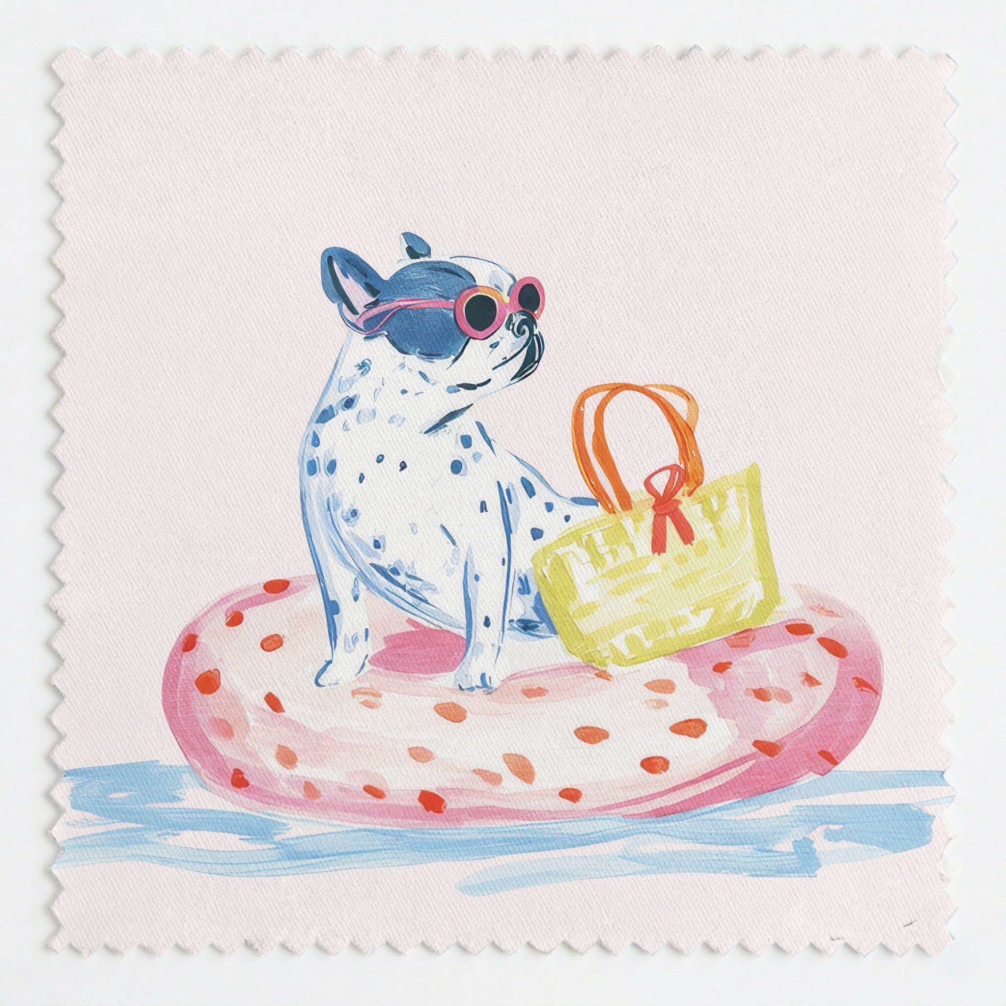 Pool Day For Frenchie - Fabric - Linen Rowe