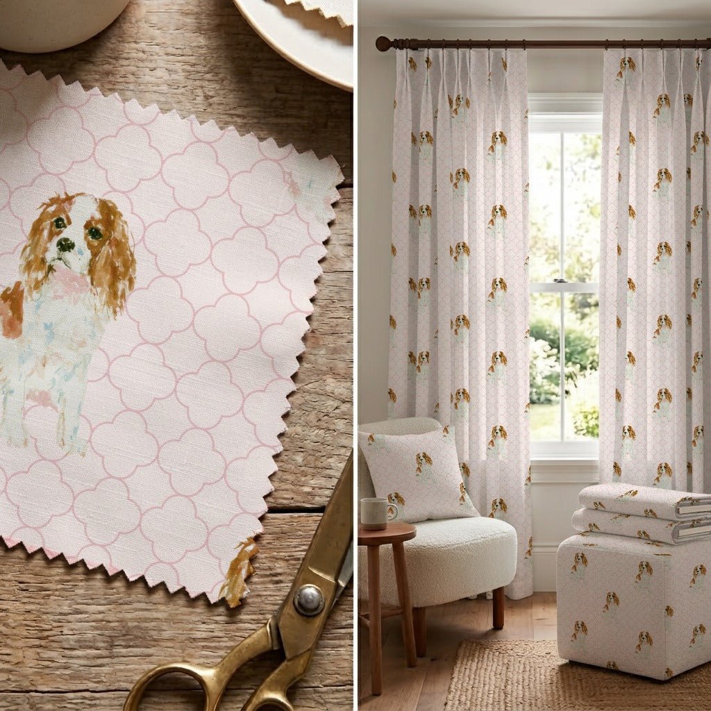 Preppy Spaniel - Fabric - Linen Rowe