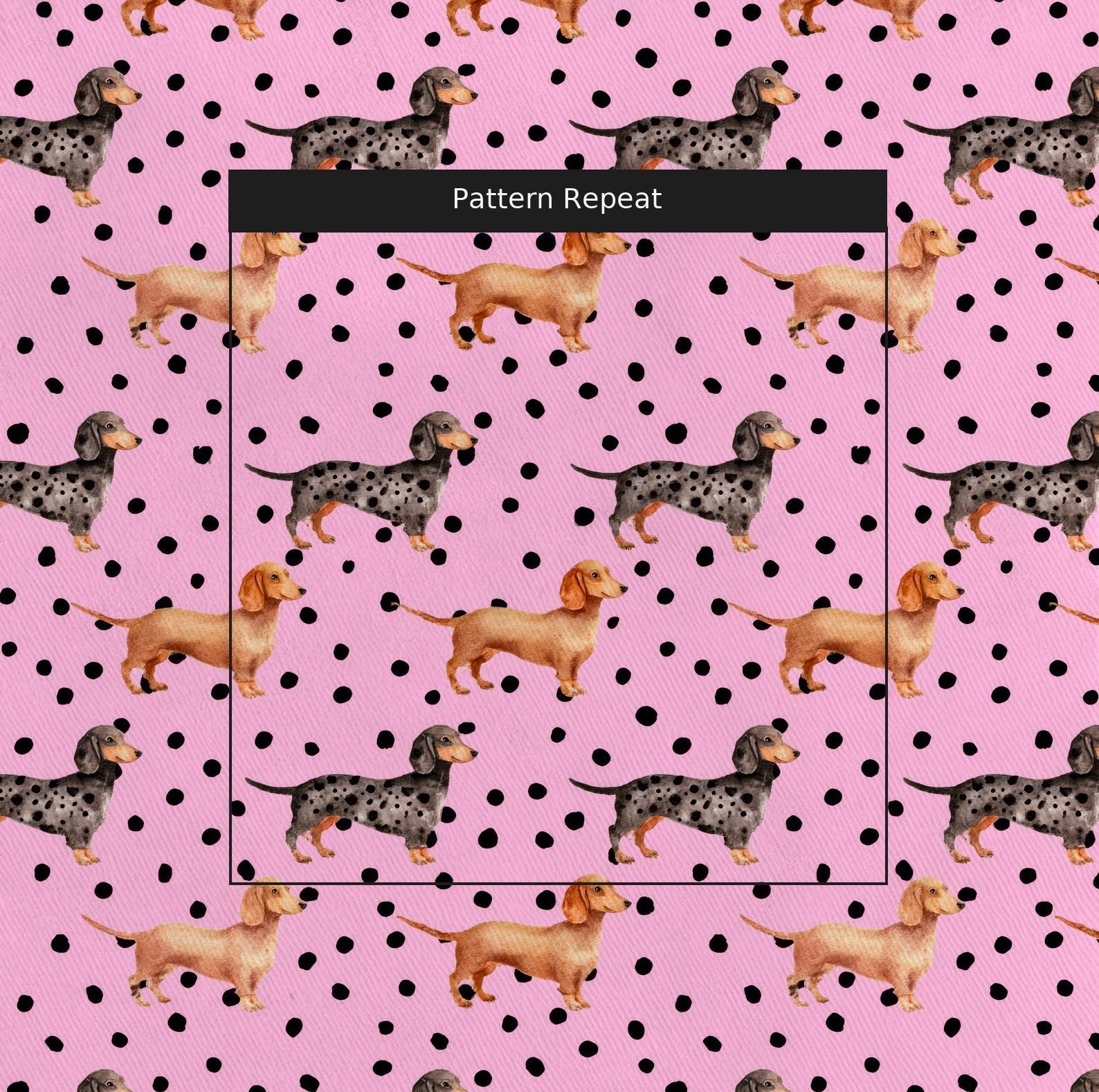 Pretty in Pink Dachshund - Fabric - Linen Rowe