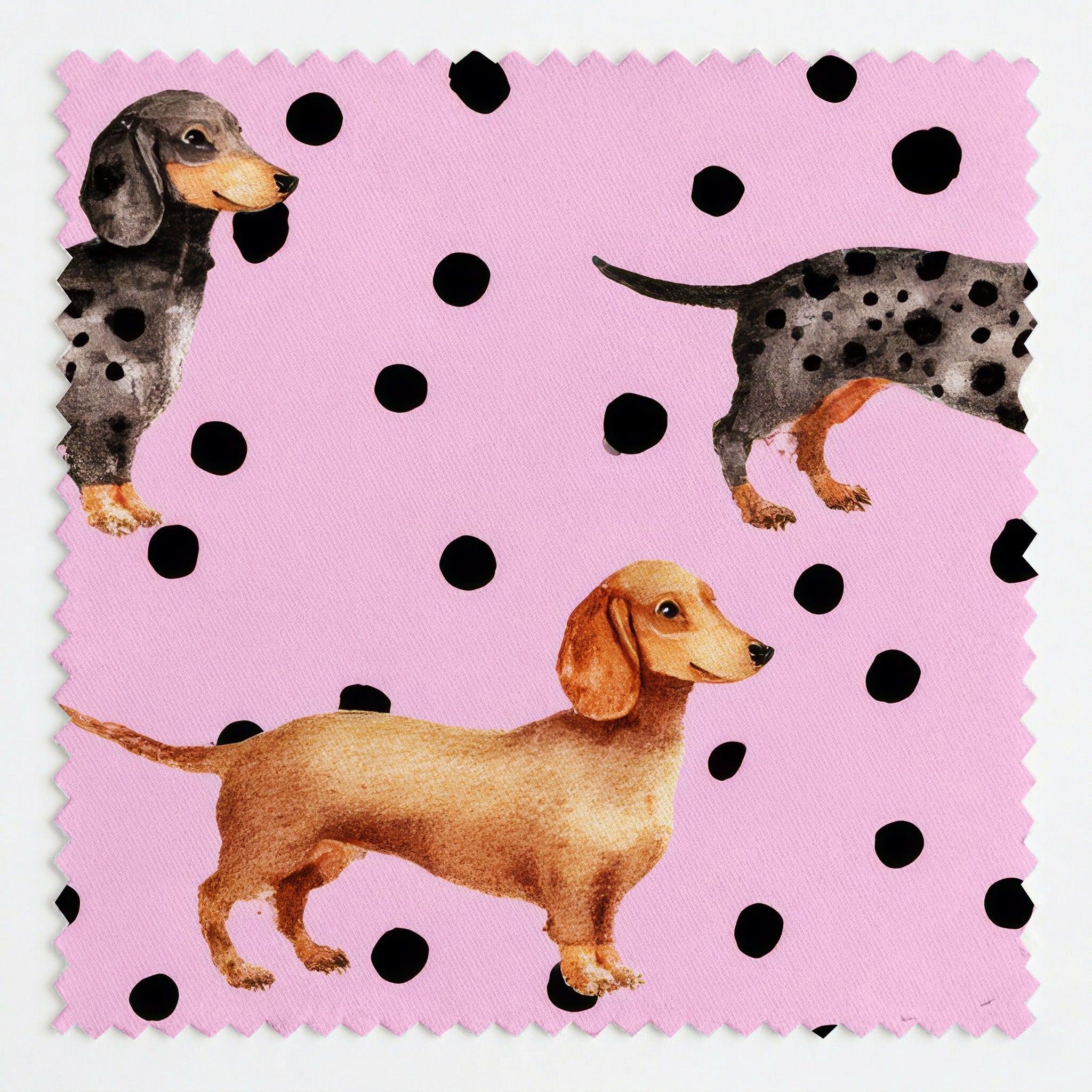 Pretty in Pink Dachshund - Fabric - Linen Rowe
