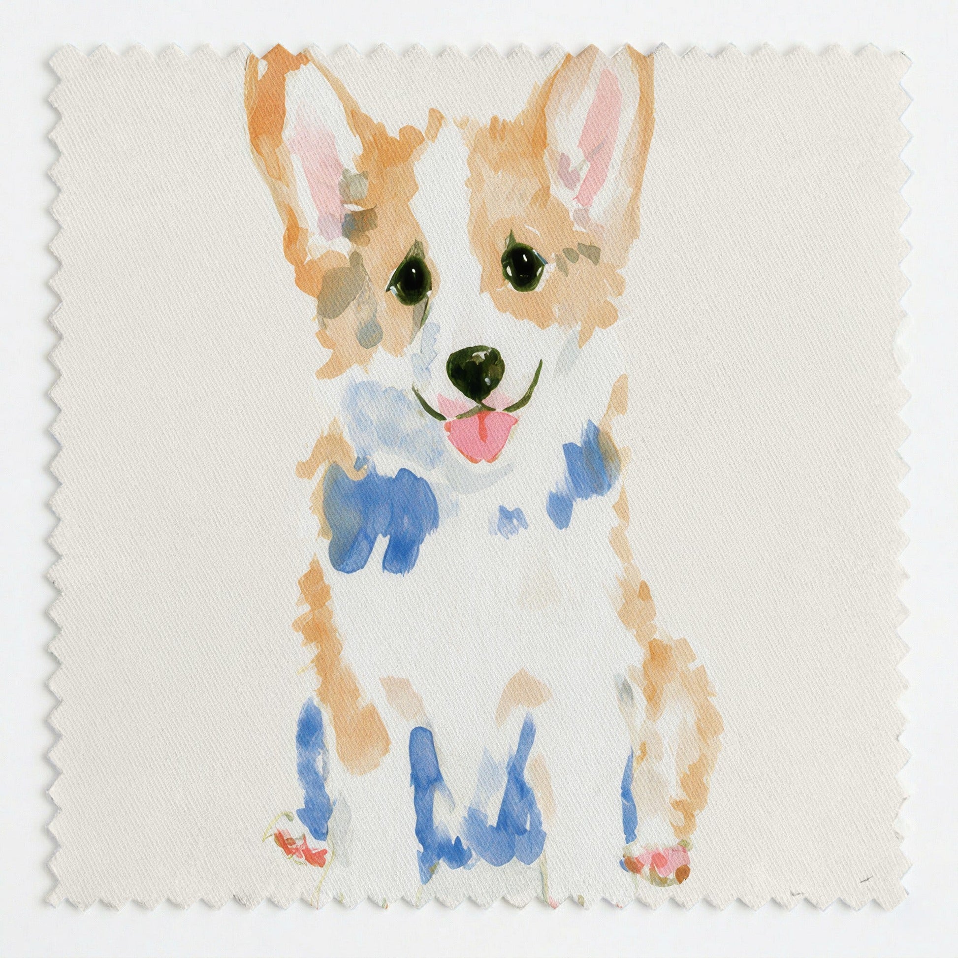 Puppy Corgi - Fabric - Linen Rowe