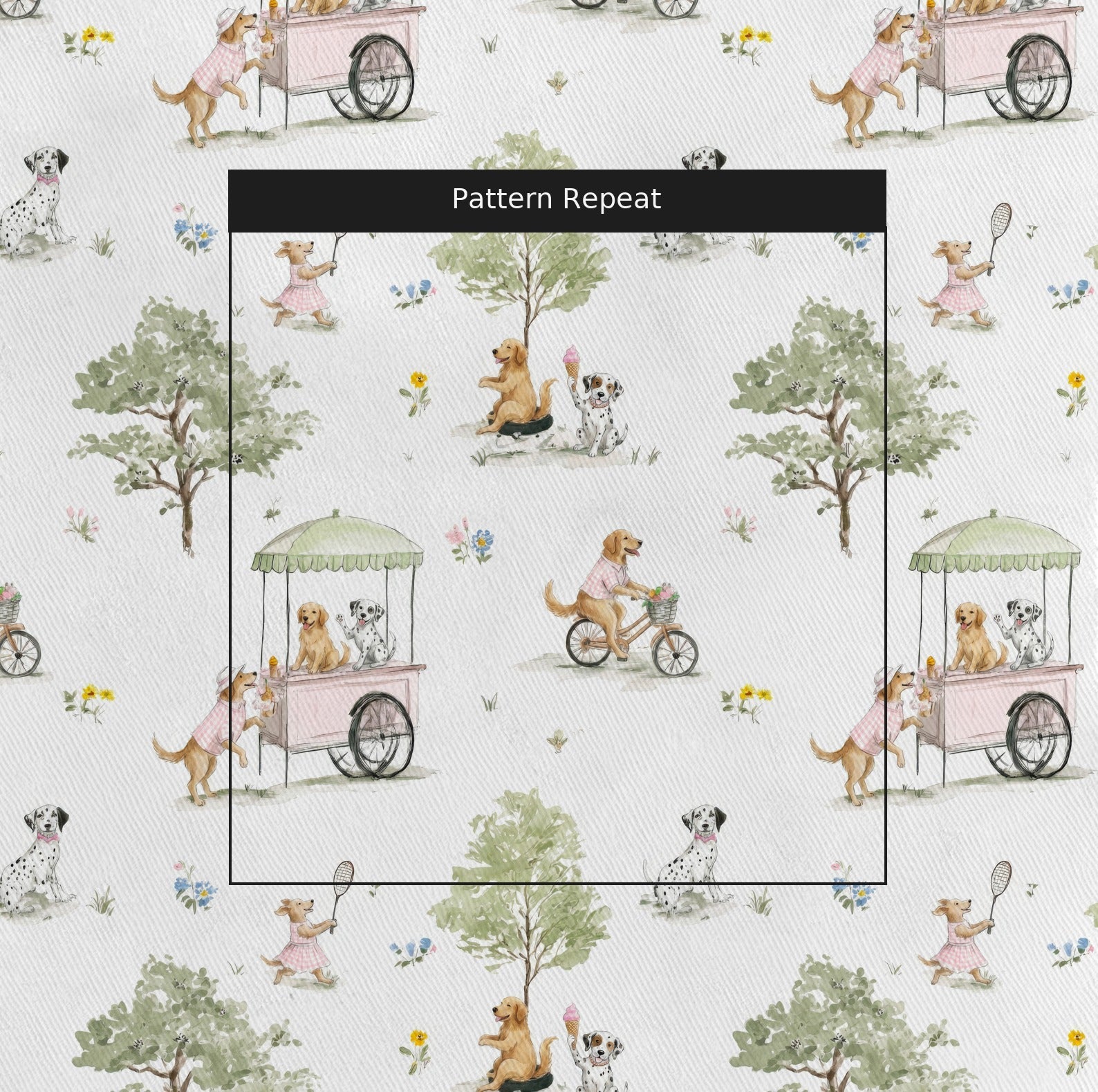 Pups in the Park - Fabric - Linen Rowe
