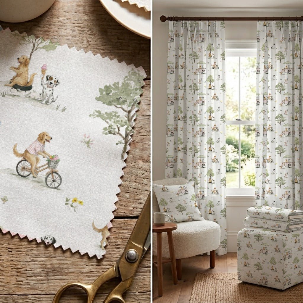 Pups in the Park - Fabric - Linen Rowe
