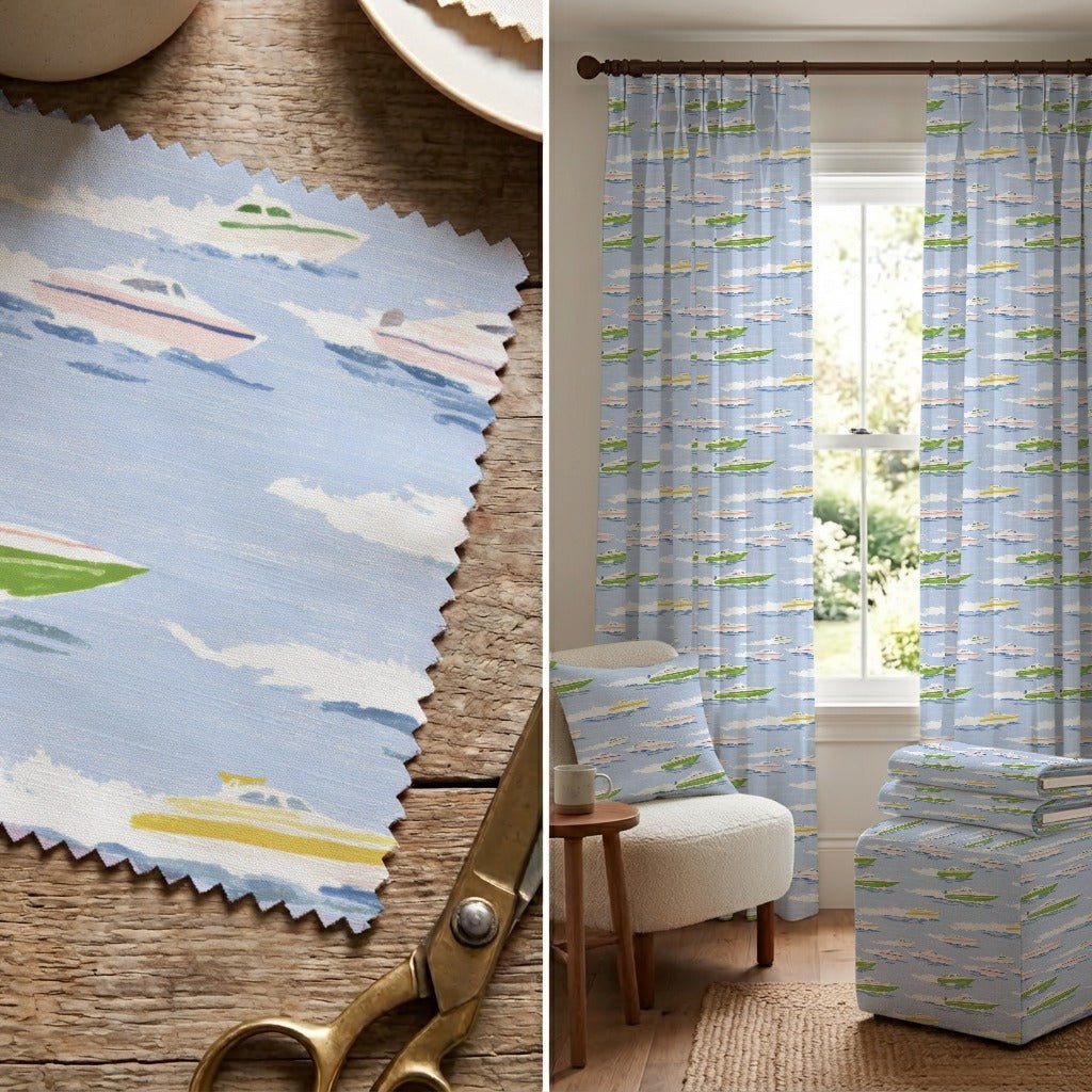Racing Boats - Fabric - Linen Rowe