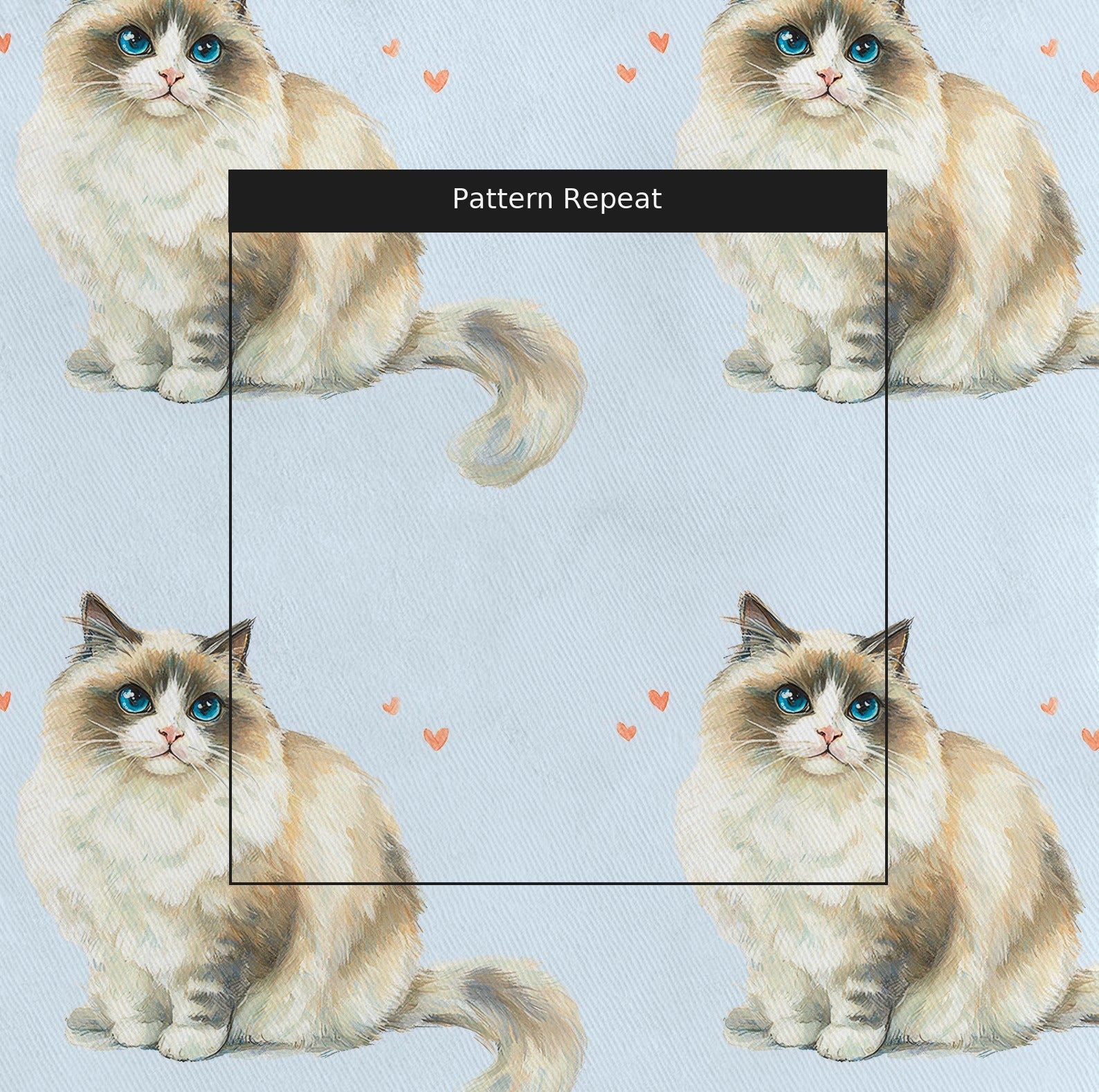 Ragdoll Hearts - Fabric - Linen Rowe