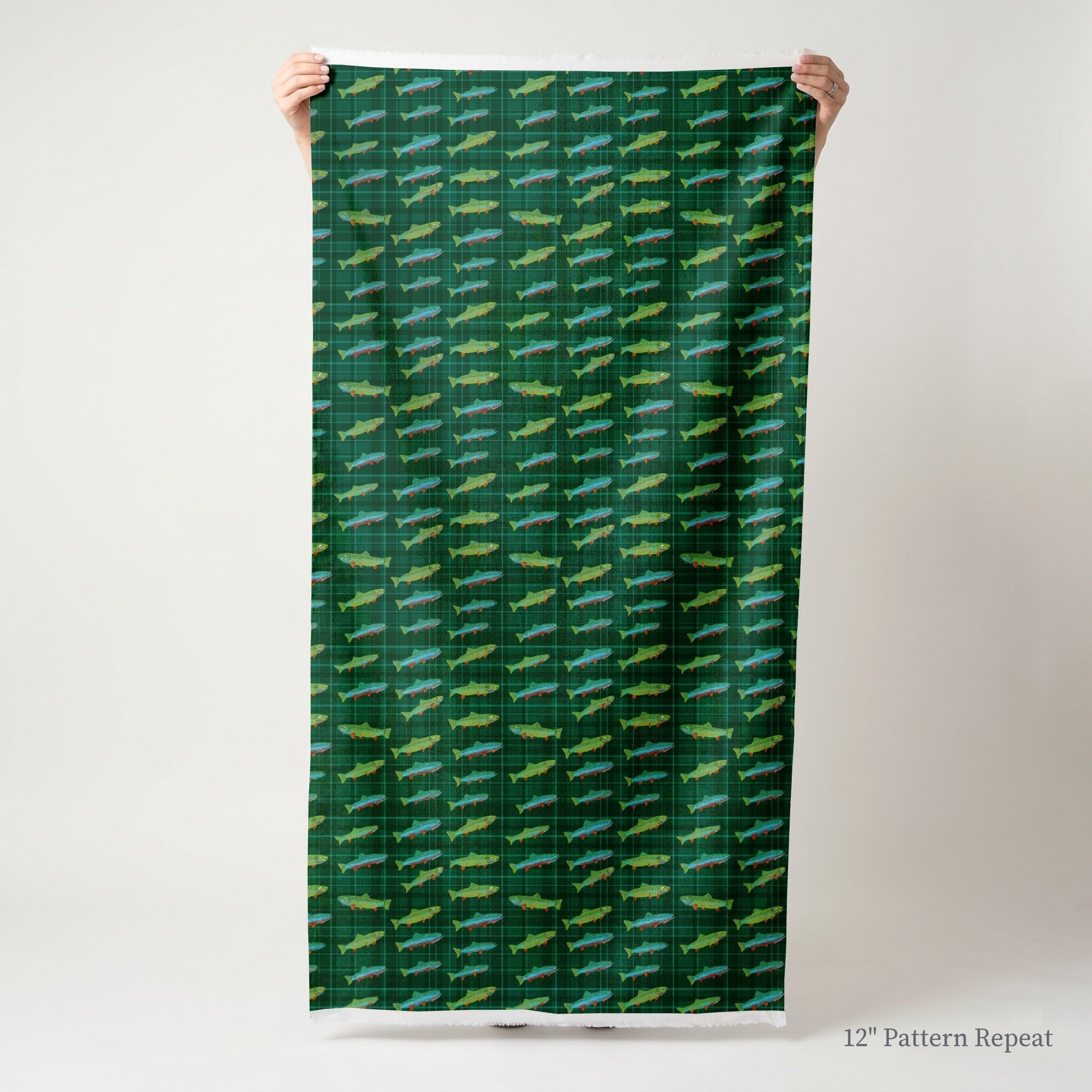 Rainbow Trout Plaid - Fabric - Linen Rowe
