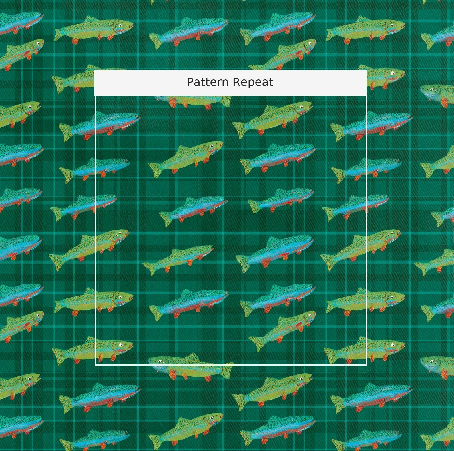 Rainbow Trout Plaid - Fabric - Linen Rowe